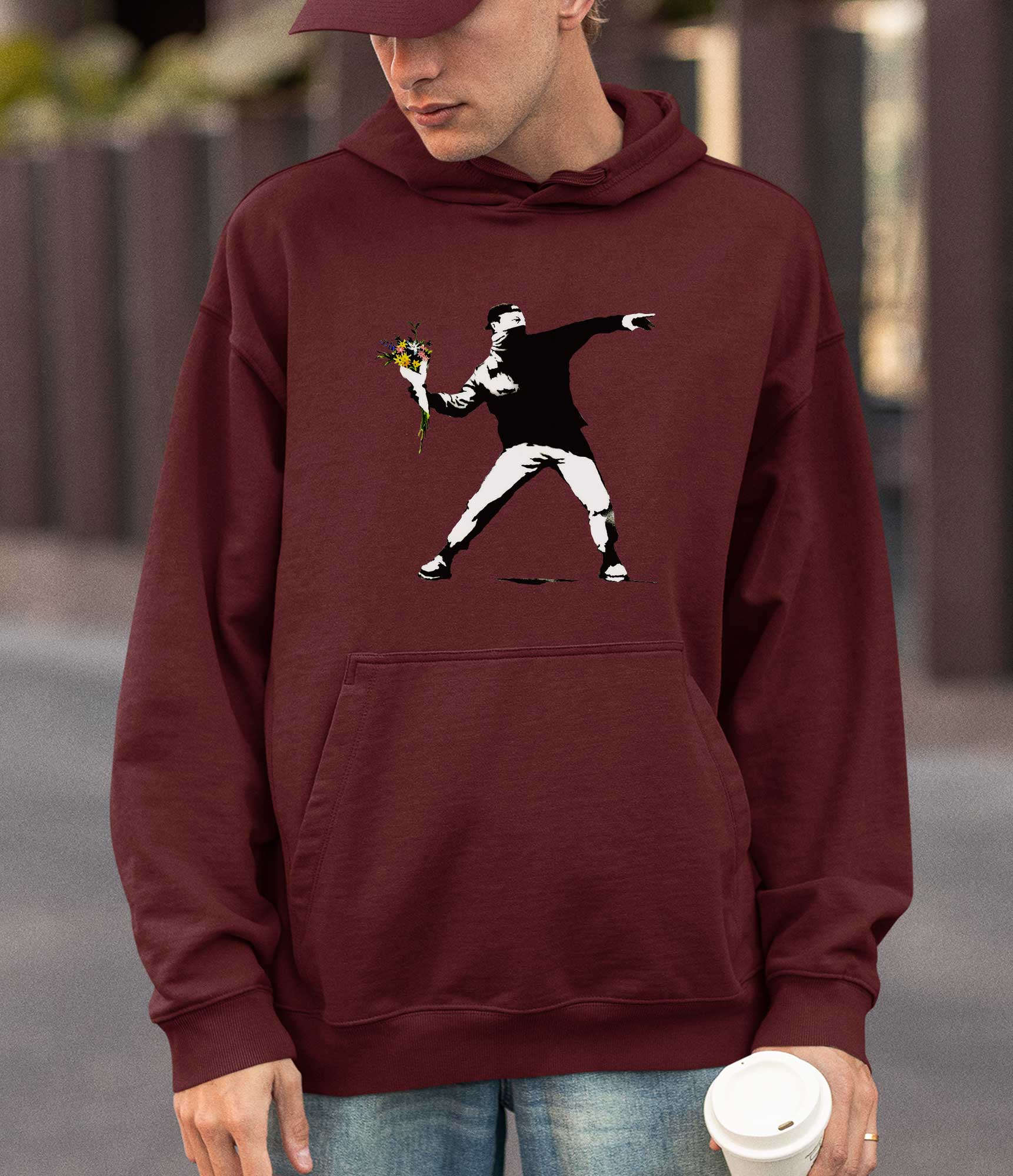 Image of Banksy Hoodie - Flower Thrower Banksy-Apparel