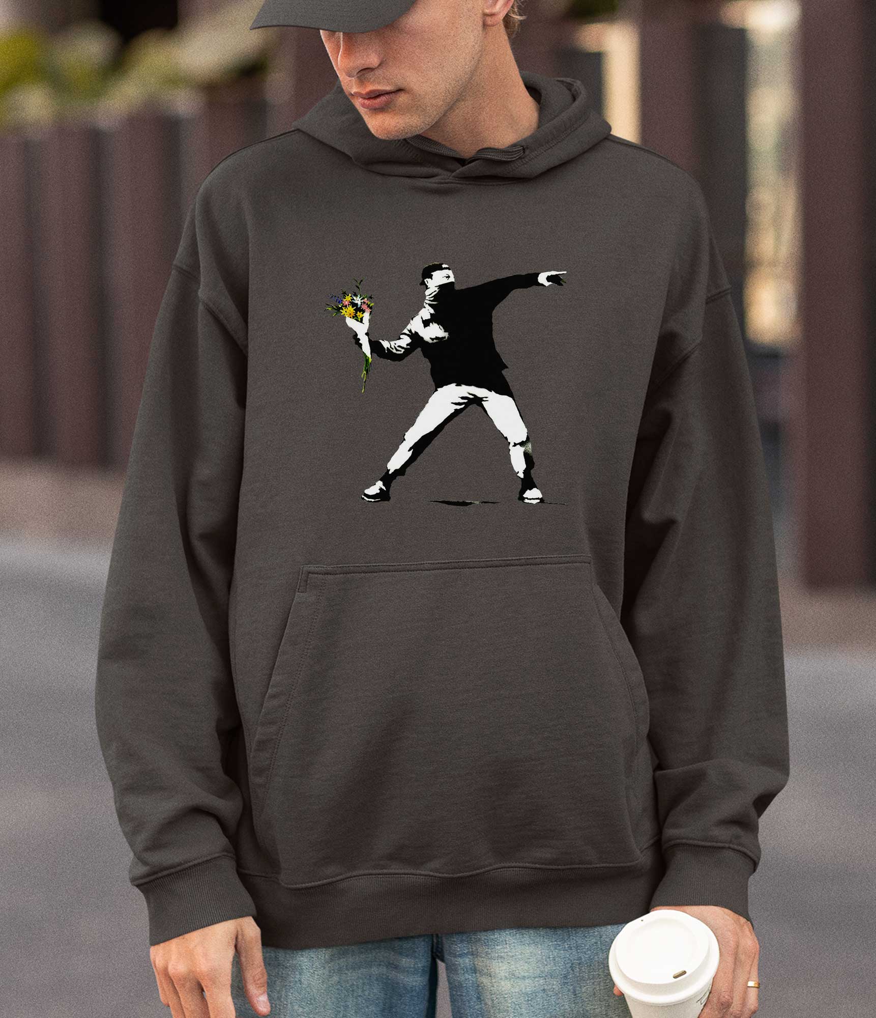Image of Banksy Hoodie - Flower Thrower Banksy-Apparel