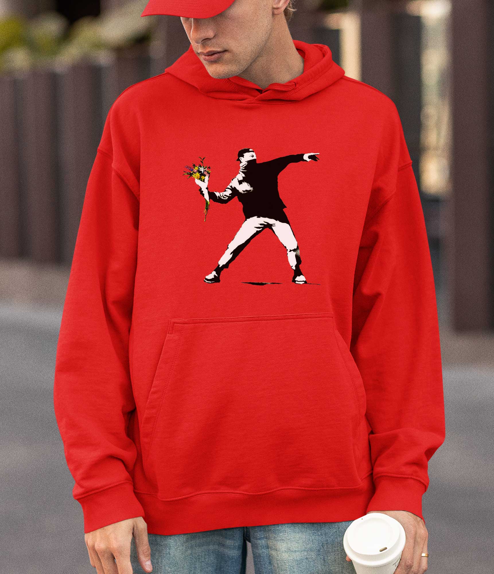 Image of Banksy Hoodie - Flower Thrower Banksy-Apparel