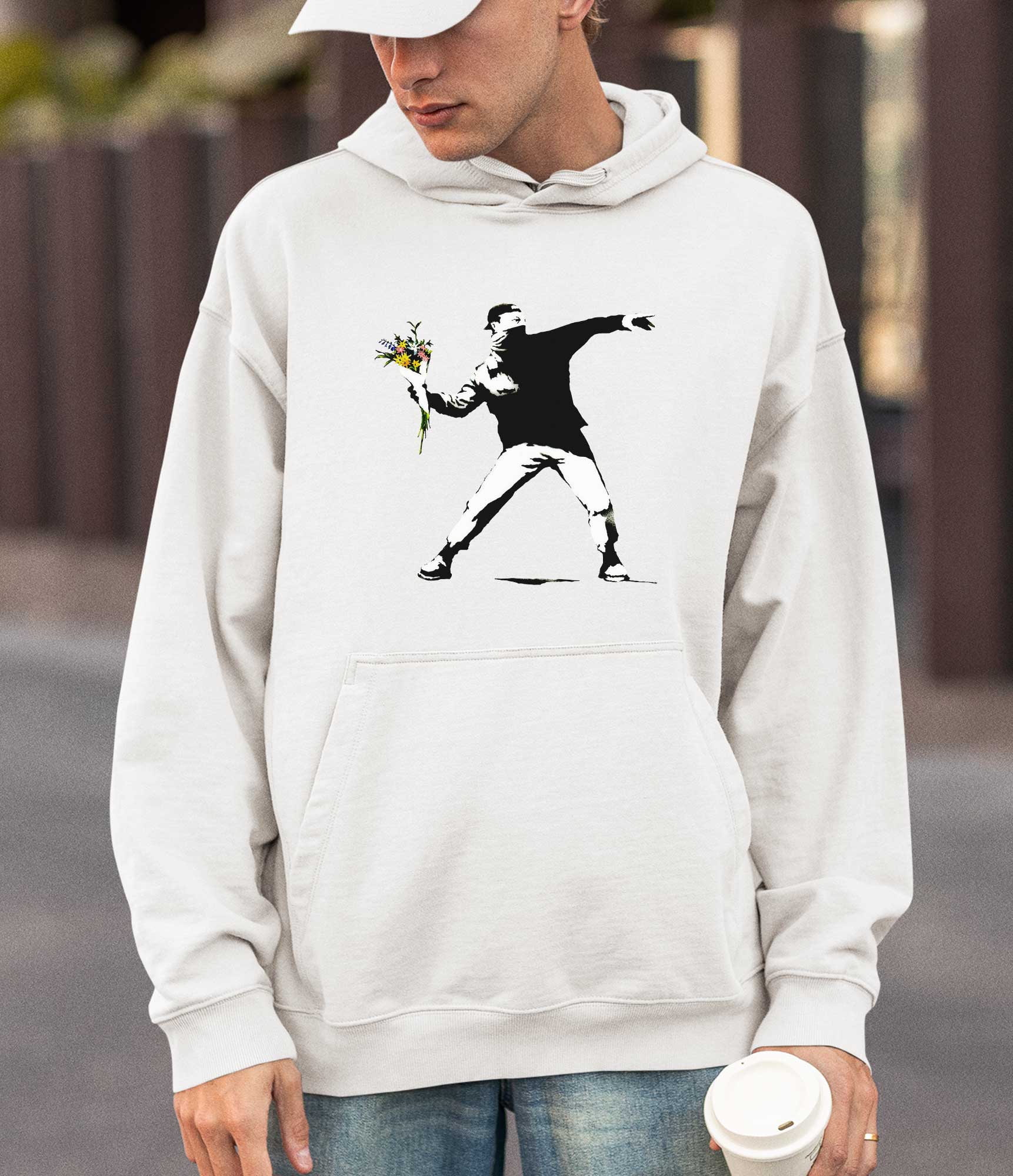 Image of Banksy Hoodie - Flower Thrower Banksy-Apparel