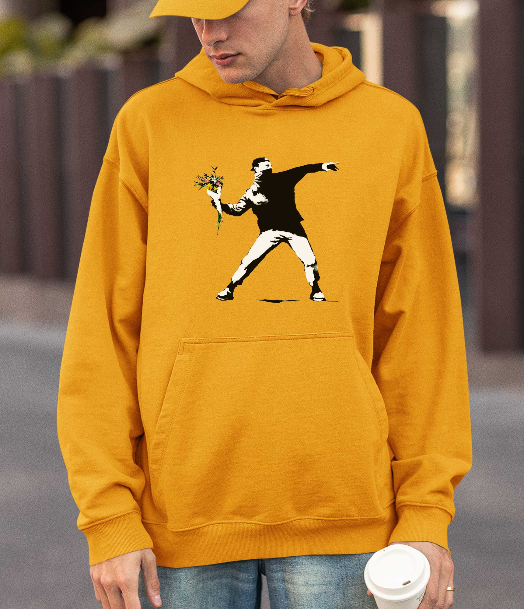Image of Banksy Hoodie - Flower Thrower Banksy-Apparel