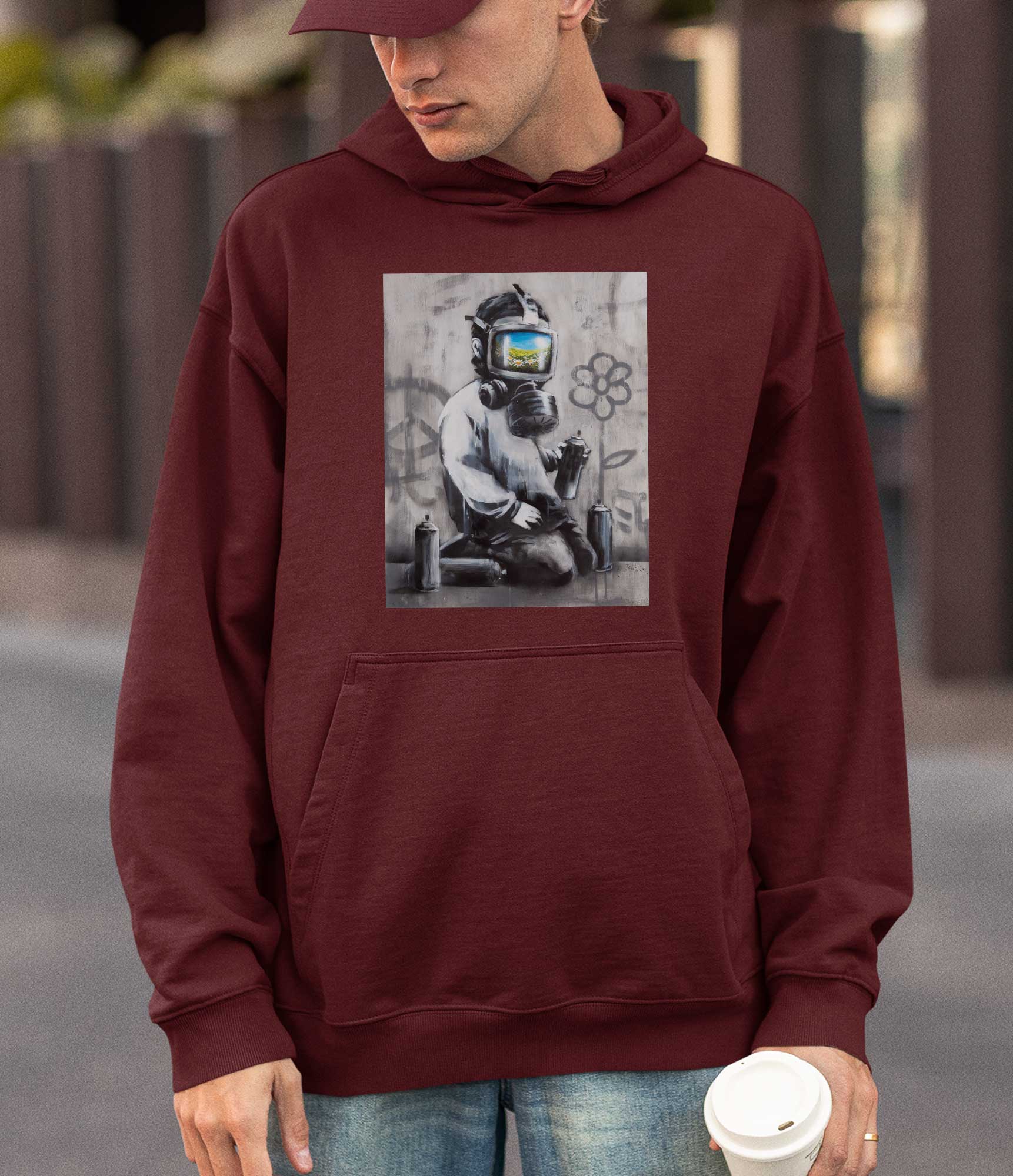Image of Banksy Hoodie - Gasmask Banksy-Apparel
