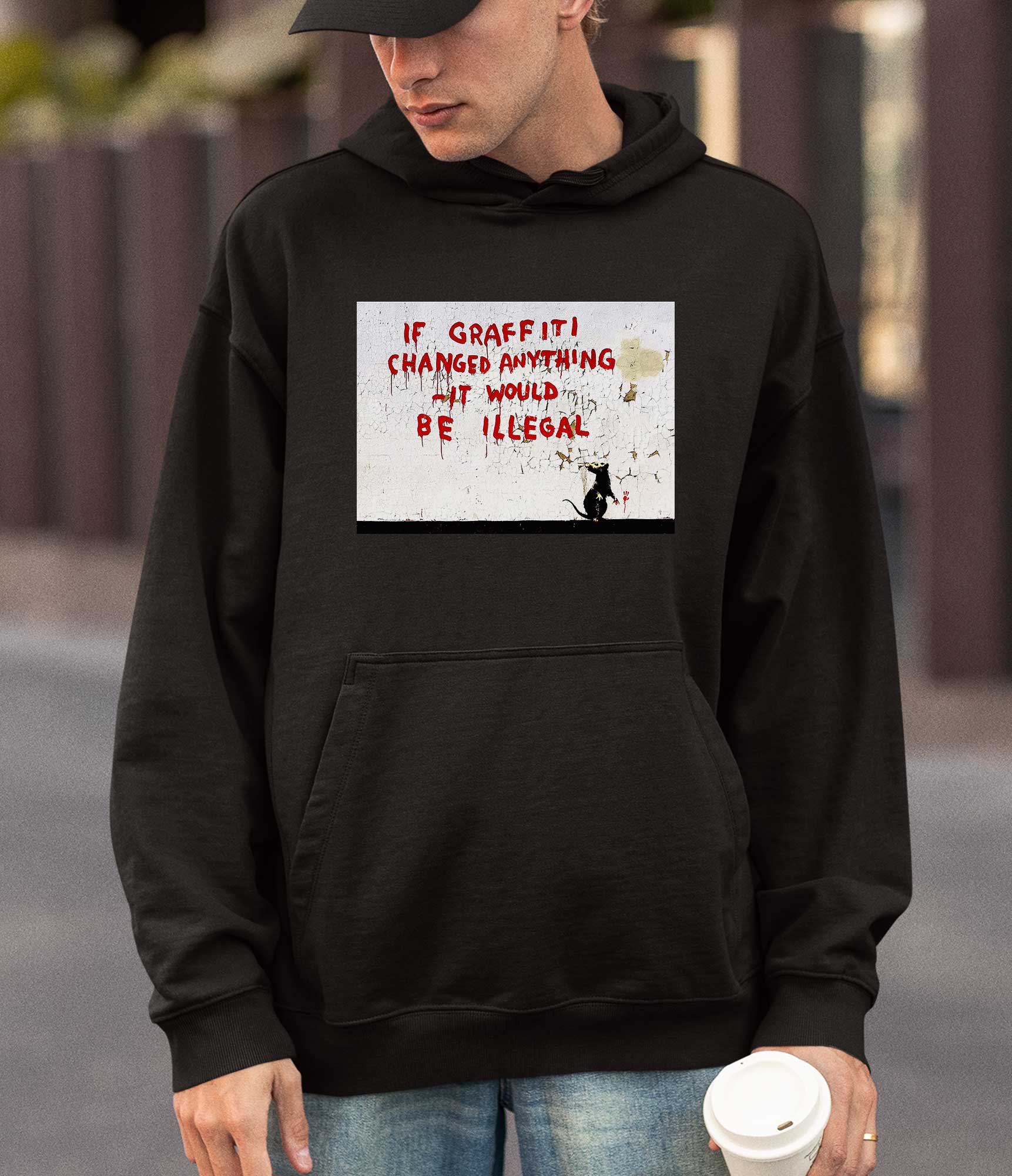 Image of Banksy Hoodie - If Graffiti Changed Anything Banksy-Apparel