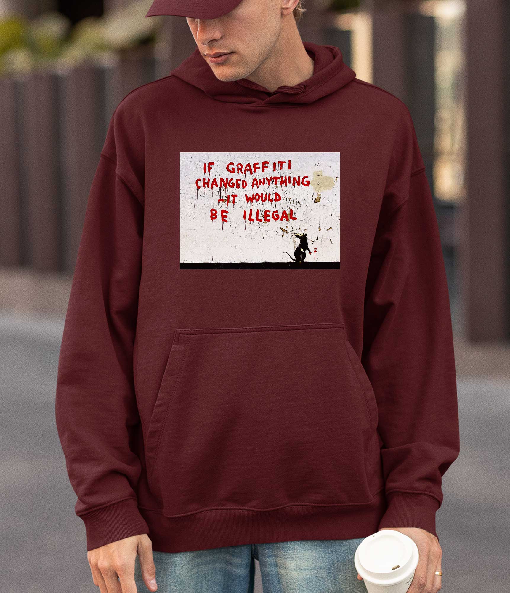 Image of Banksy Hoodie - If Graffiti Changed Anything Banksy-Apparel