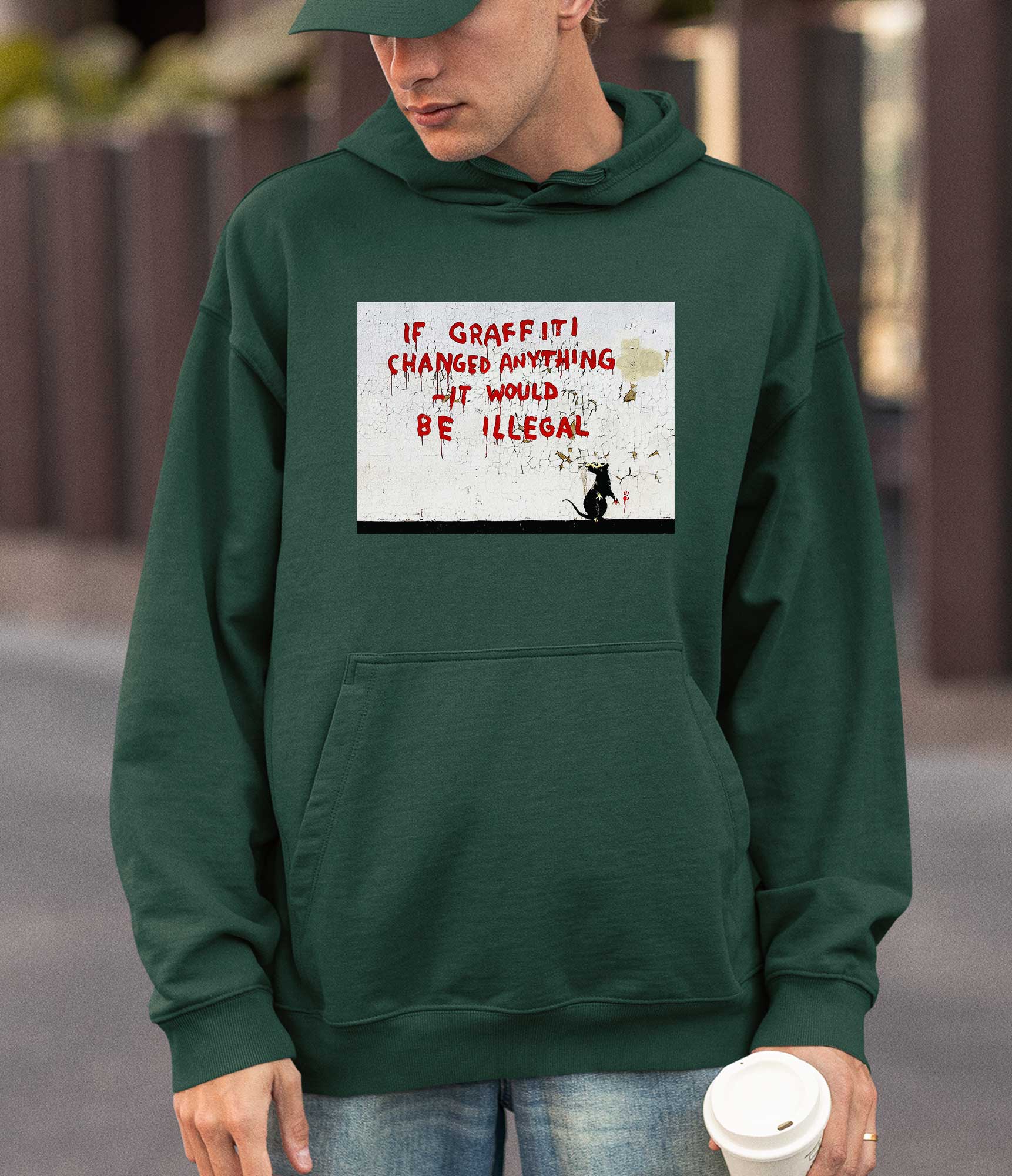 Image of Banksy Hoodie - If Graffiti Changed Anything Banksy-Apparel
