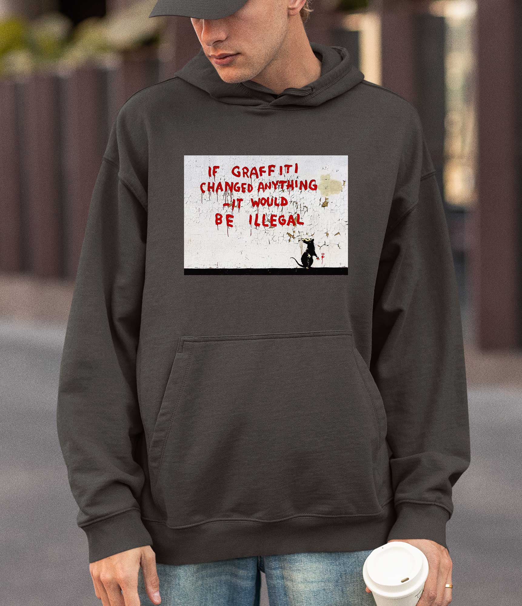 Image of Banksy Hoodie - If Graffiti Changed Anything Banksy-Apparel