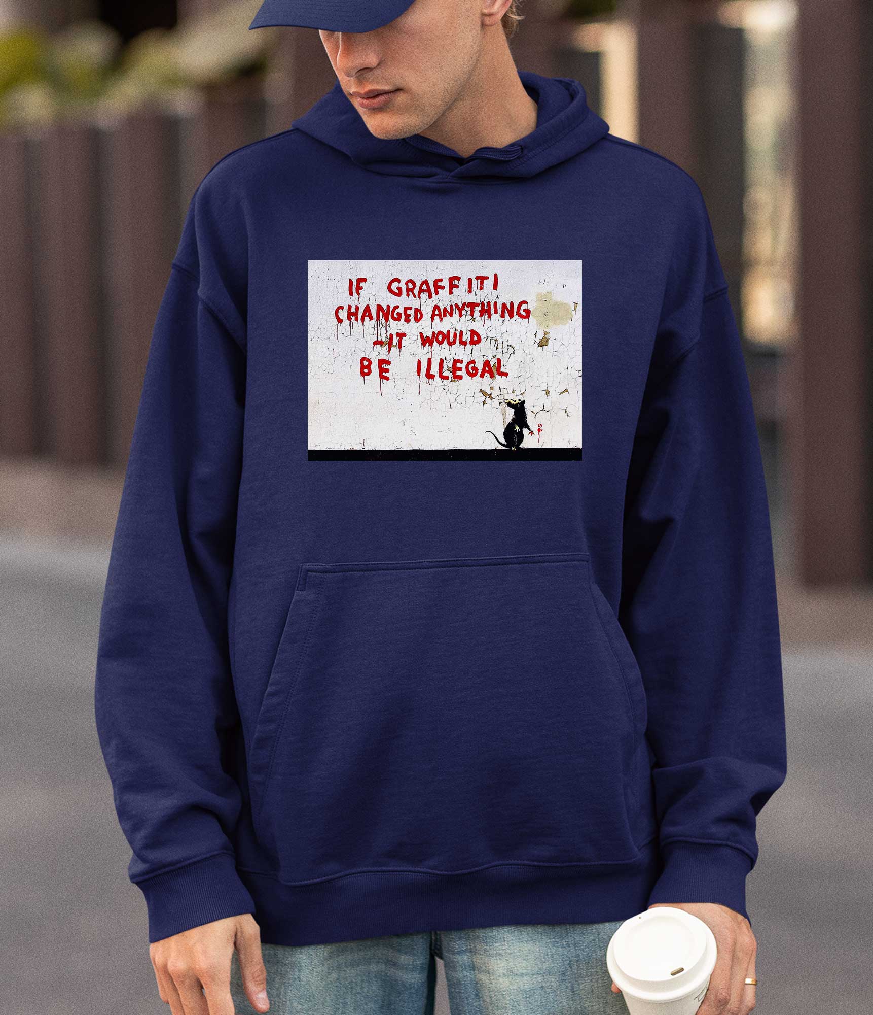 Image of Banksy Hoodie - If Graffiti Changed Anything Banksy-Apparel