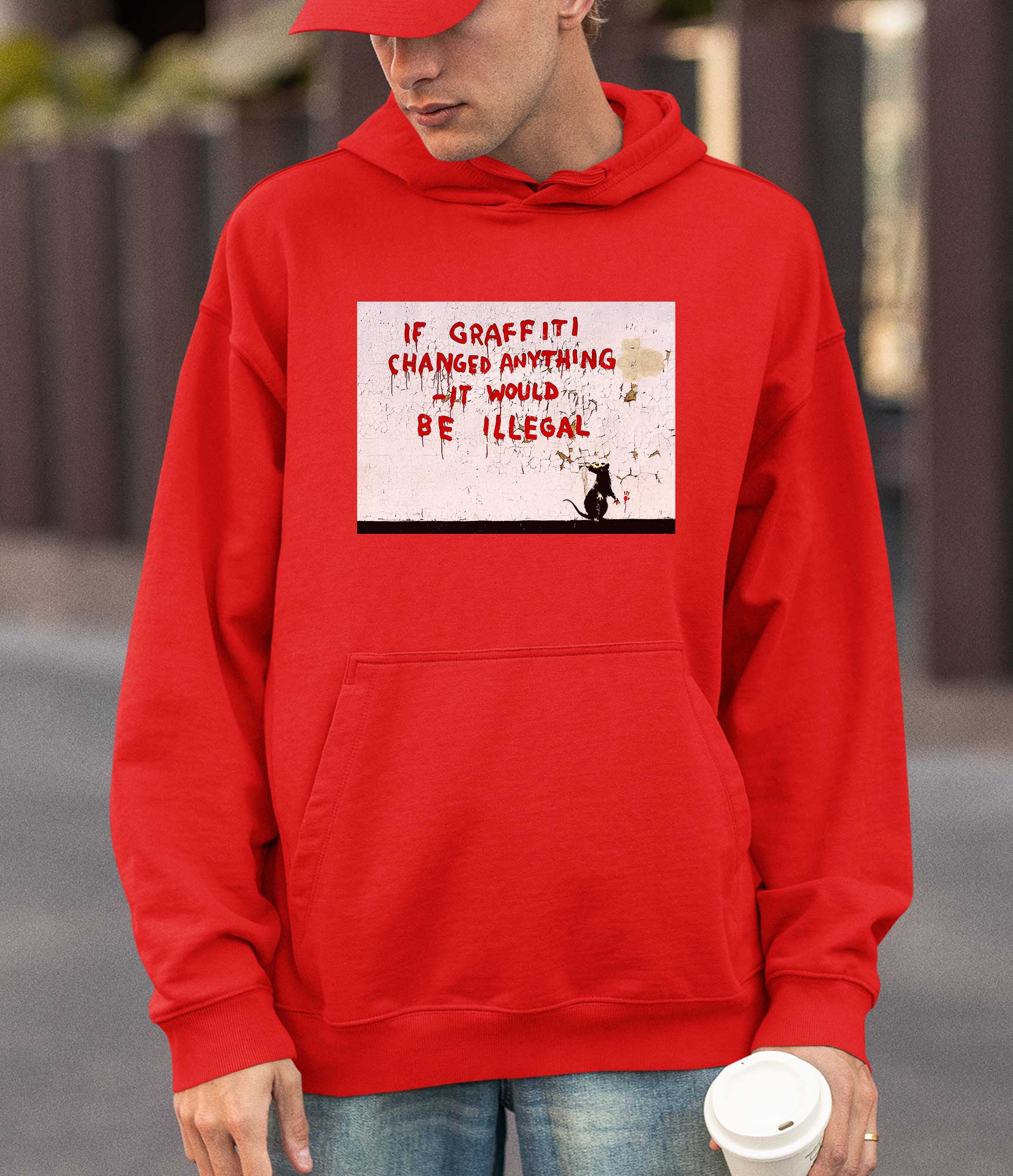 Image of Banksy Hoodie - If Graffiti Changed Anything Banksy-Apparel