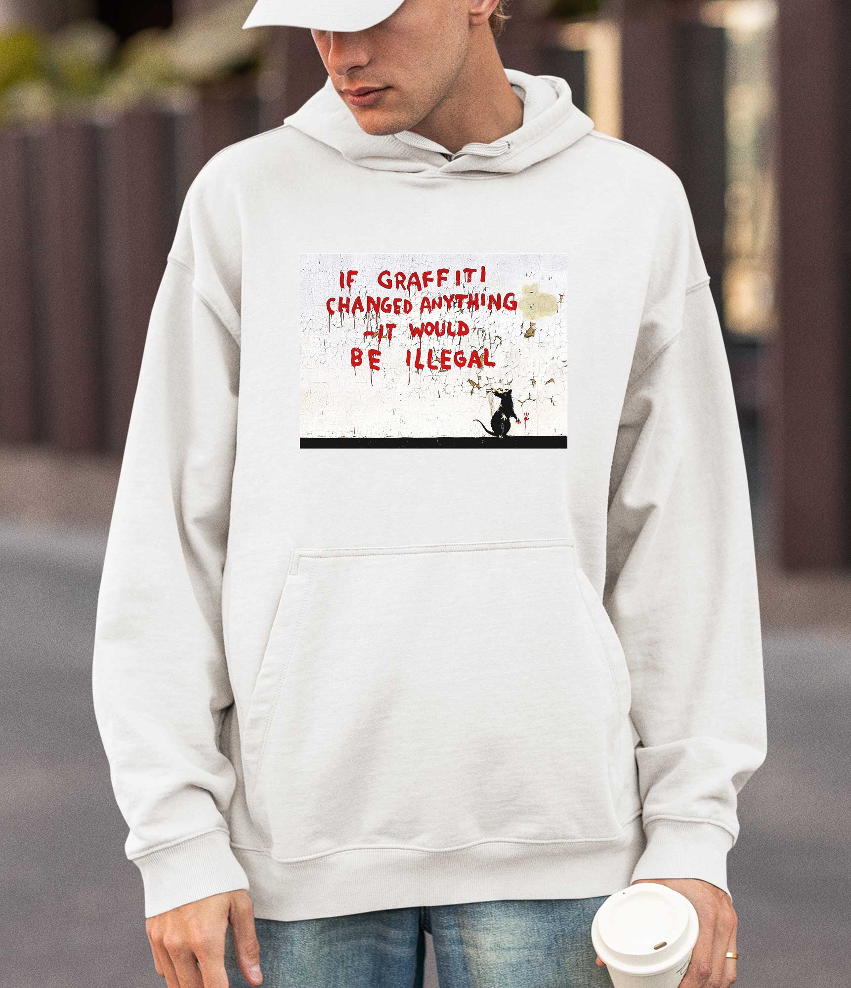 Image of Banksy Hoodie - If Graffiti Changed Anything Banksy-Apparel