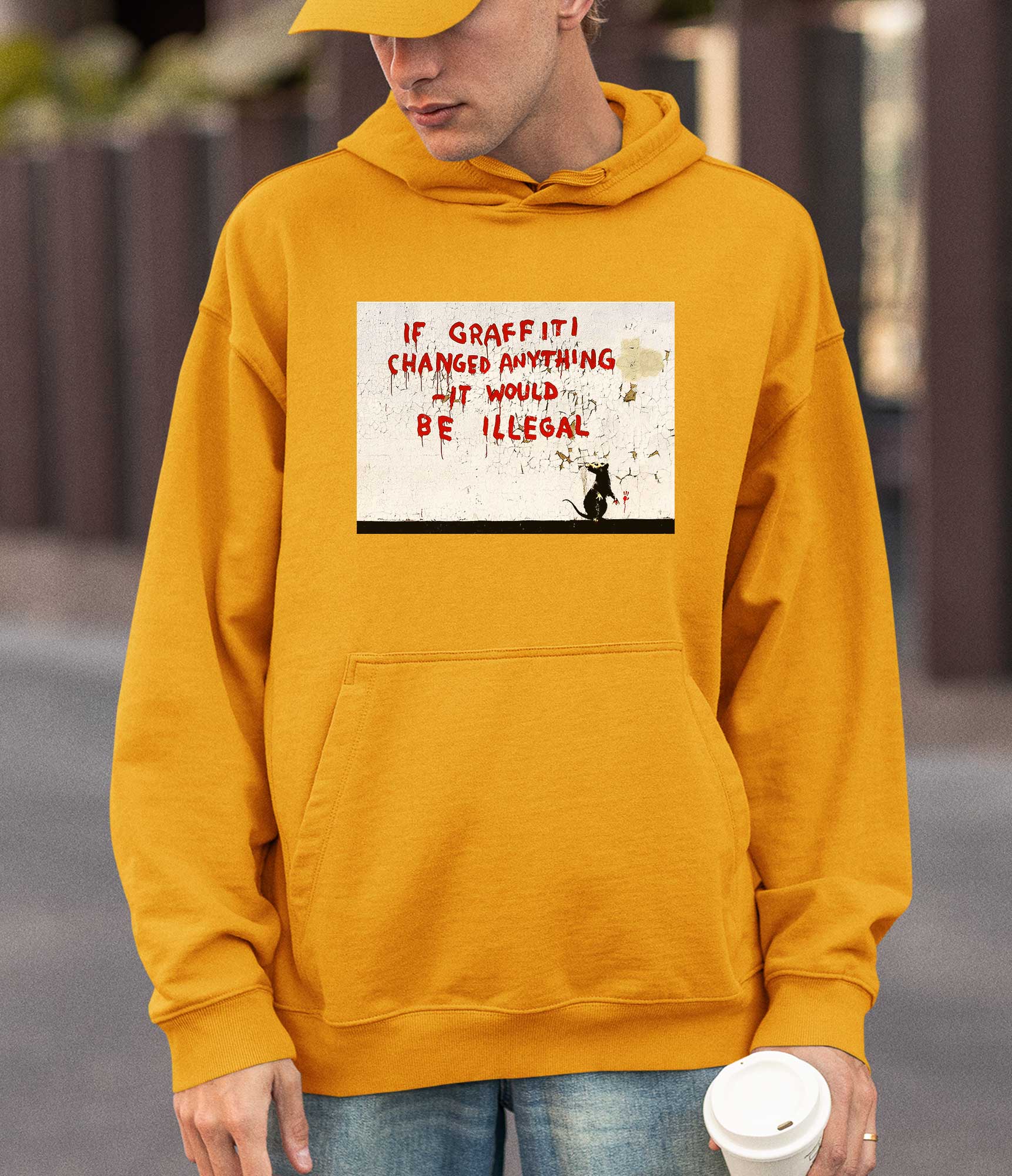 Image of Banksy Hoodie - If Graffiti Changed Anything Banksy-Apparel