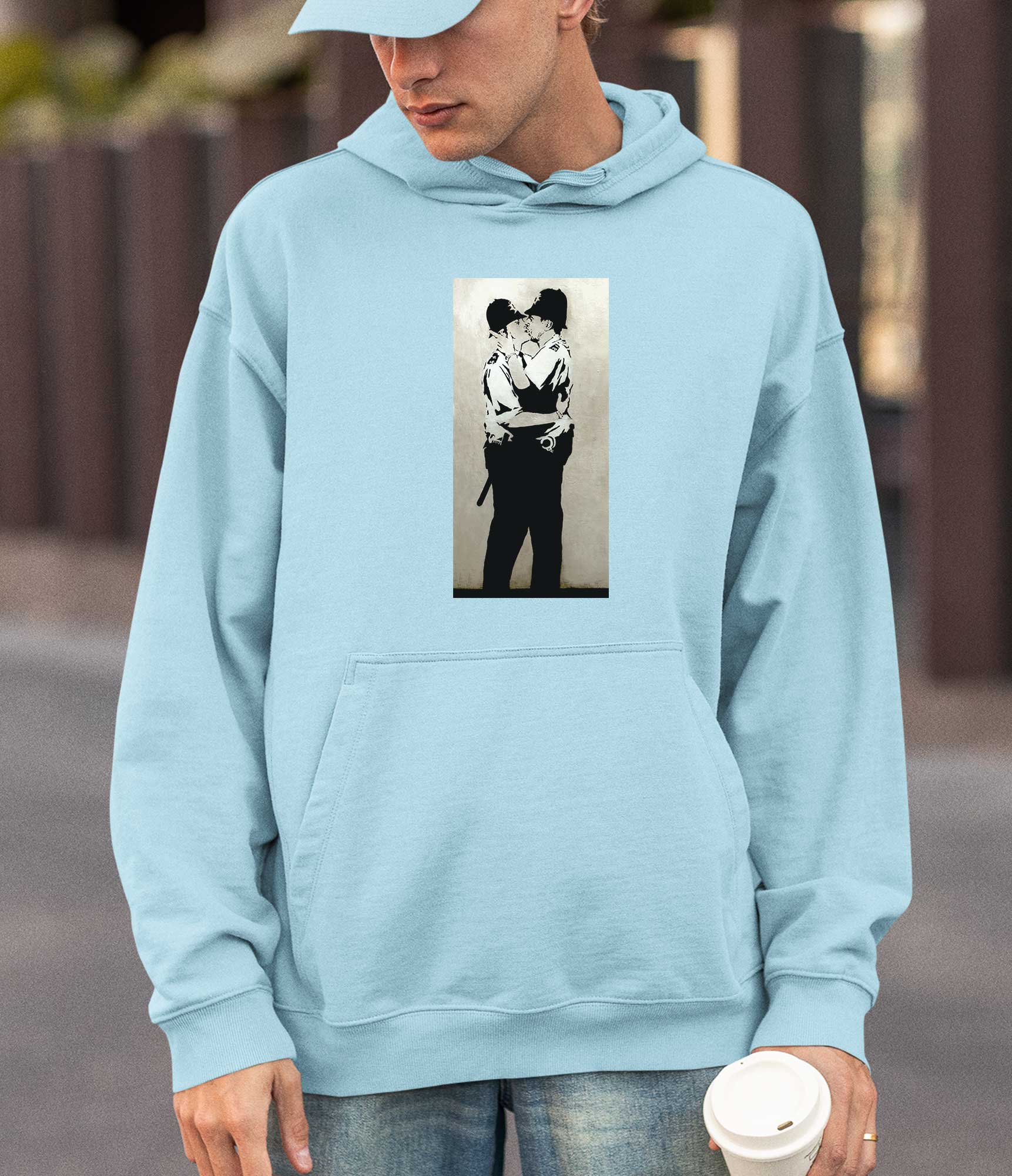 Image of Banksy Hoodie - Kissing Coppers Banksy-Apparel