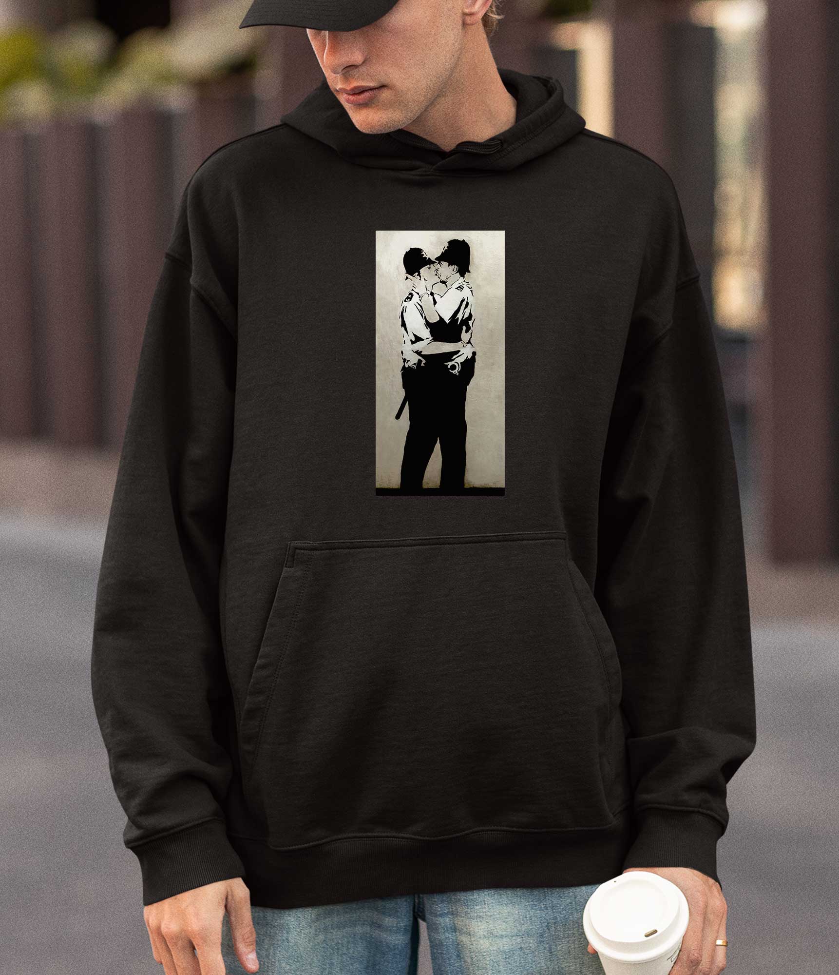 Image of Banksy Hoodie - Kissing Coppers Banksy-Apparel