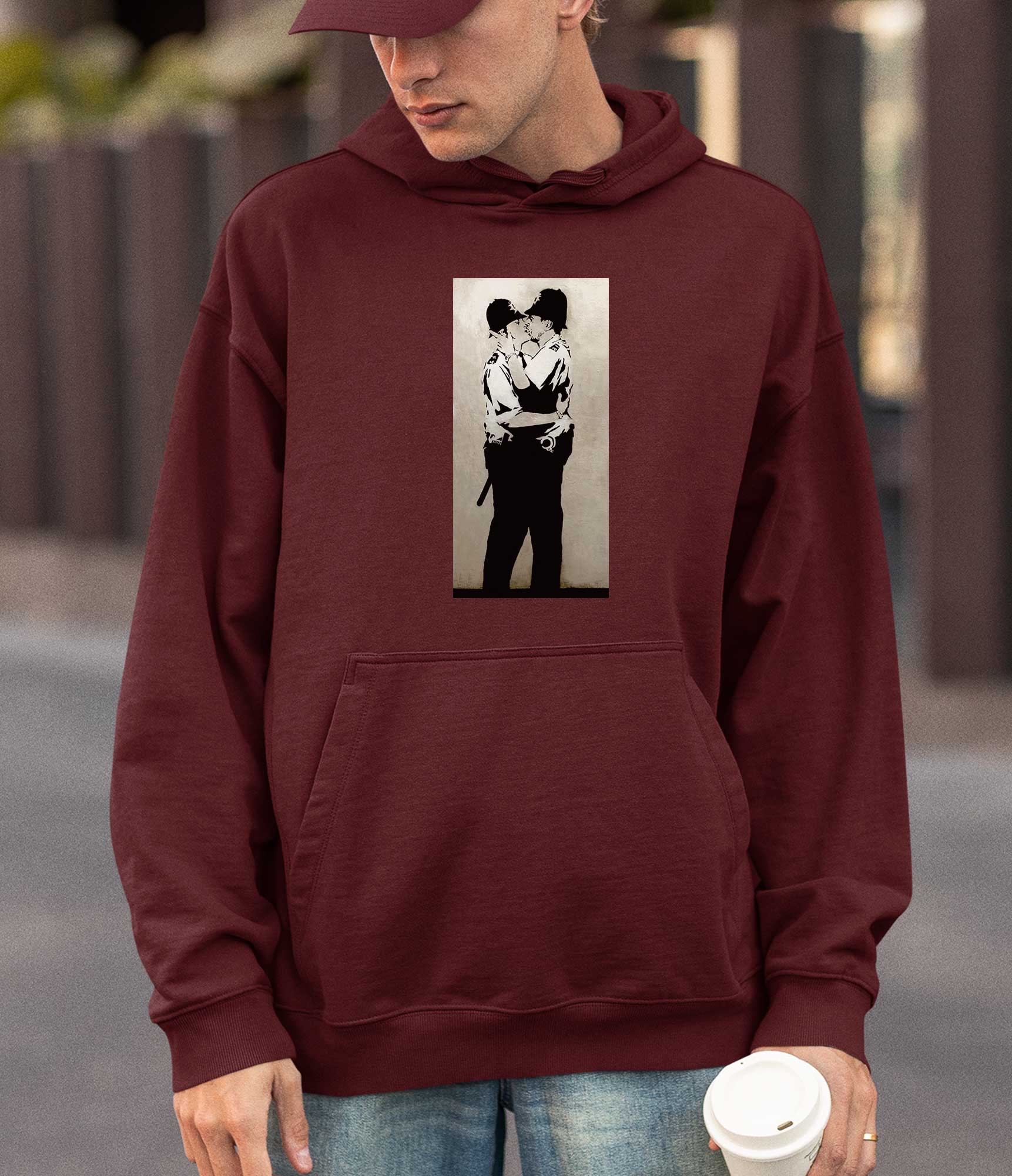 Image of Banksy Hoodie - Kissing Coppers Banksy-Apparel