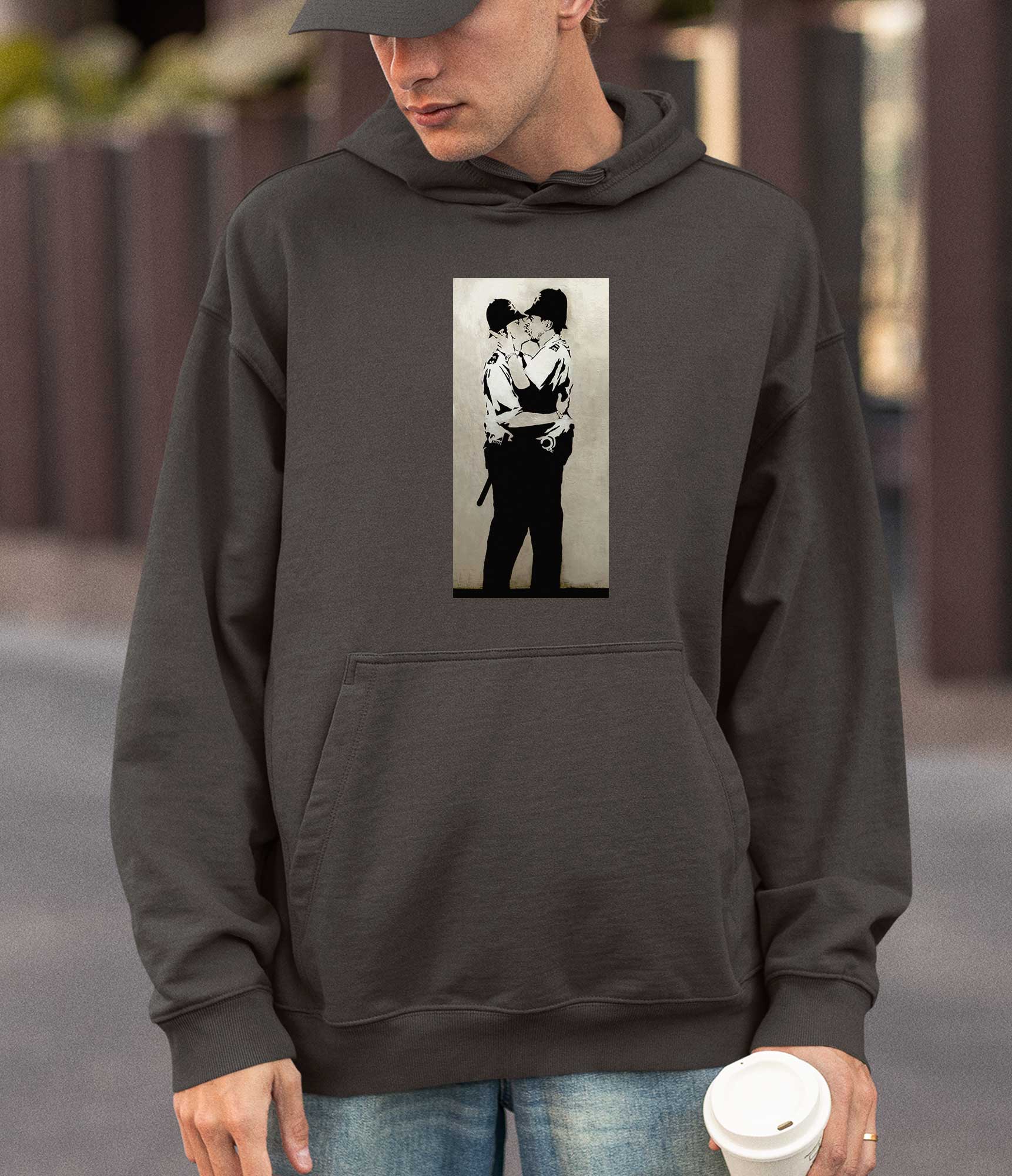 Banksy Hoodie - Kissing Coppers