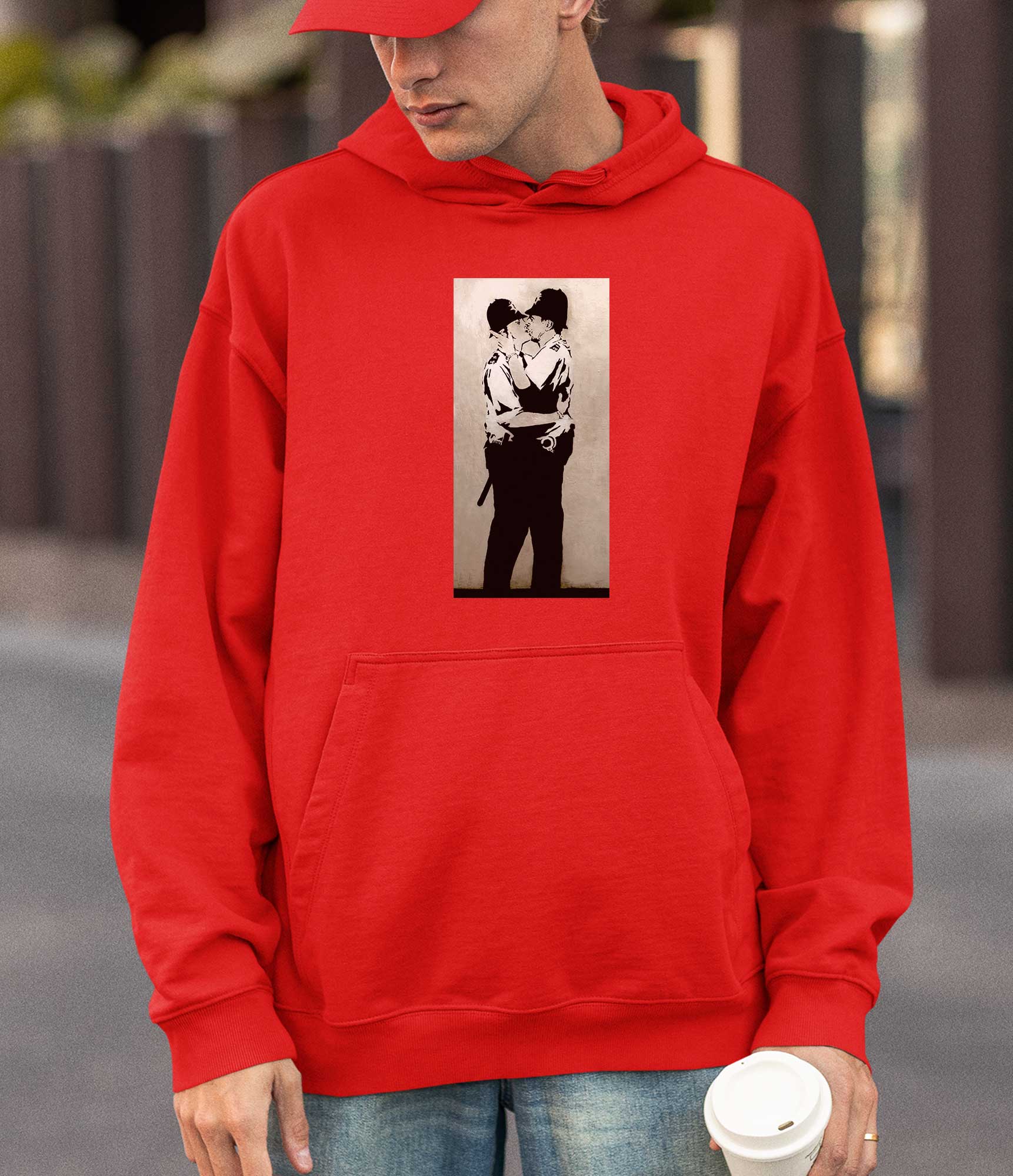 Image of Banksy Hoodie - Kissing Coppers Banksy-Apparel