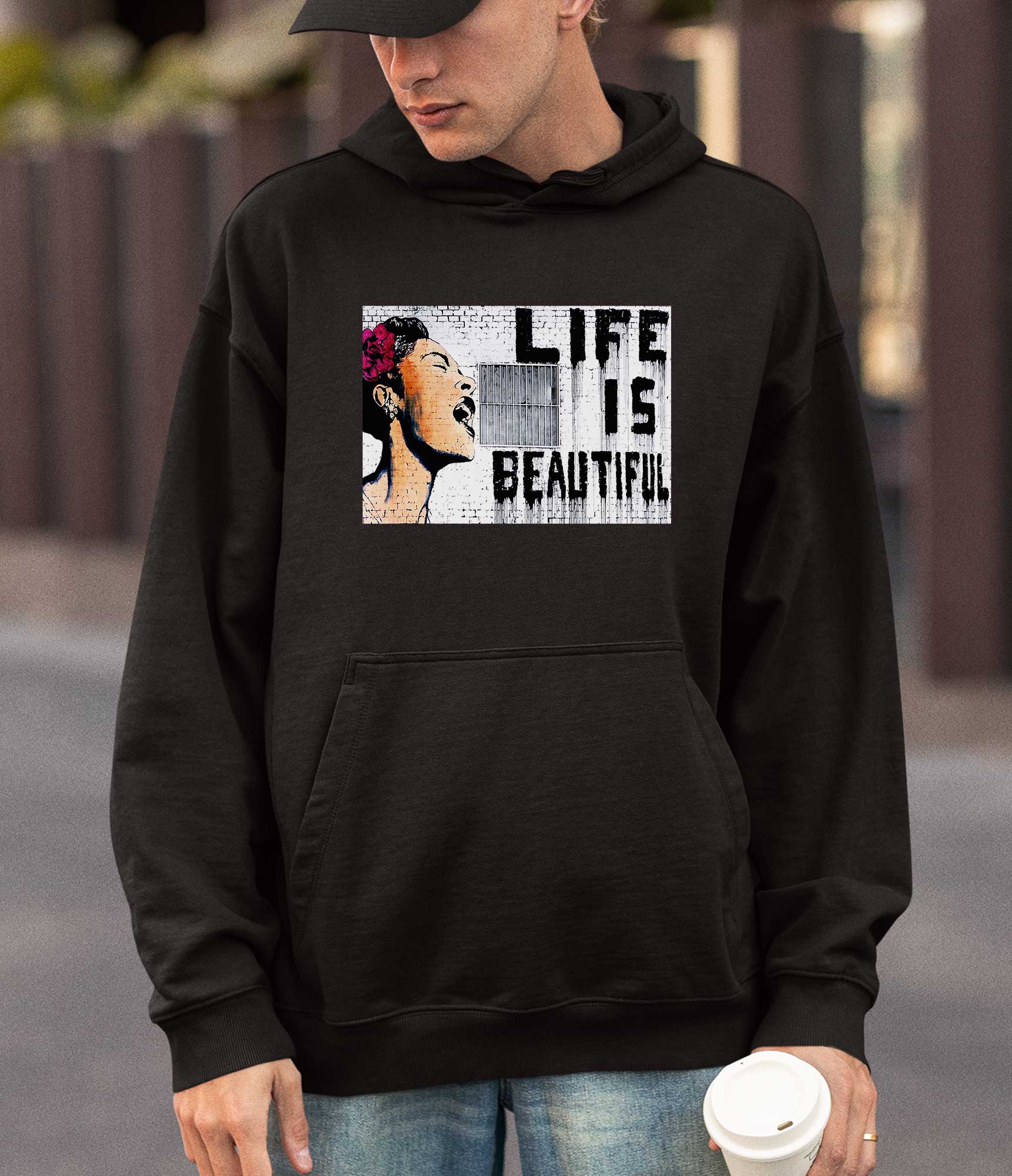 Image of Banksy Hoodie - Life is Beautiful Banksy-Apparel