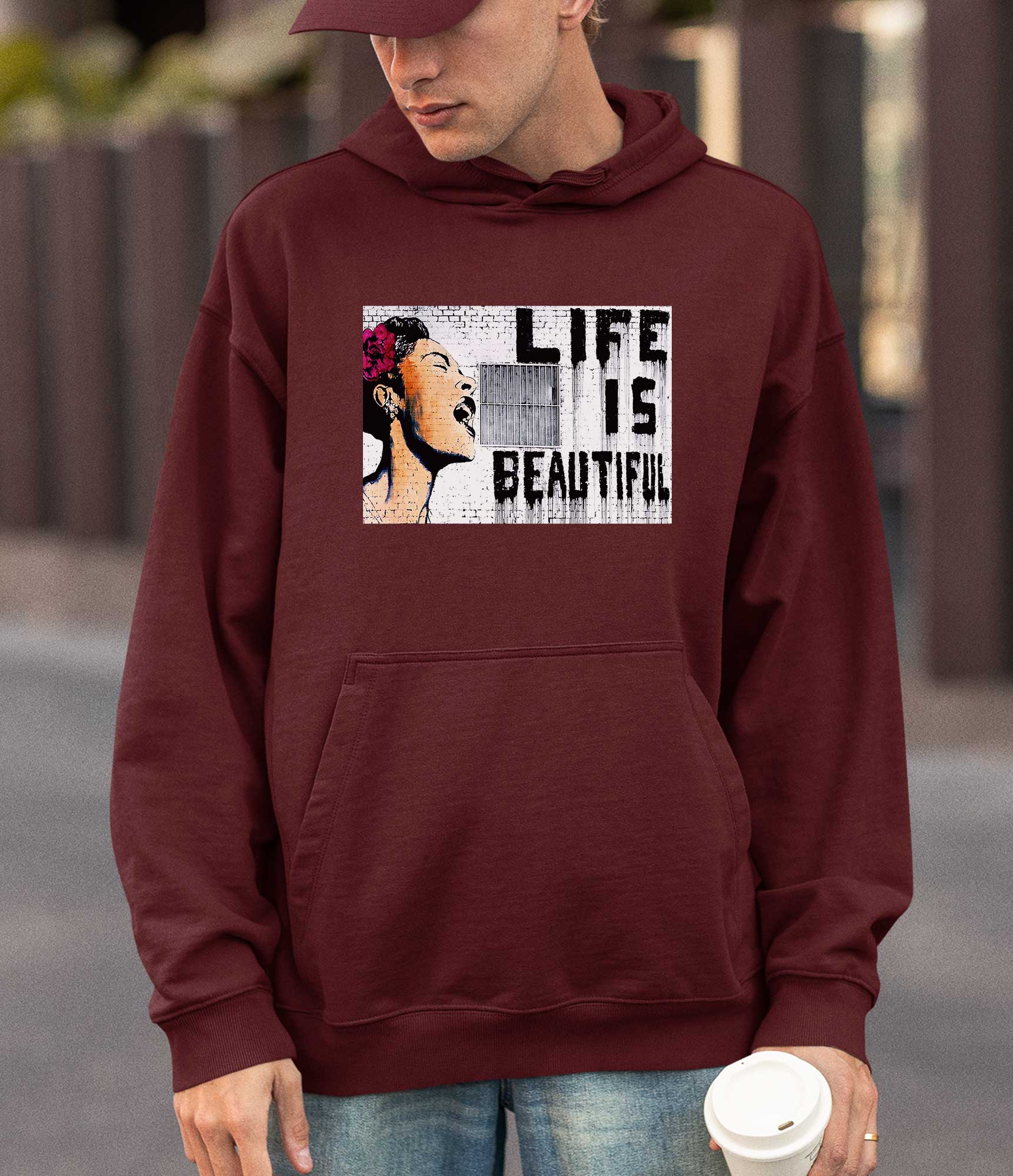 Image of Banksy Hoodie - Life is Beautiful Banksy-Apparel