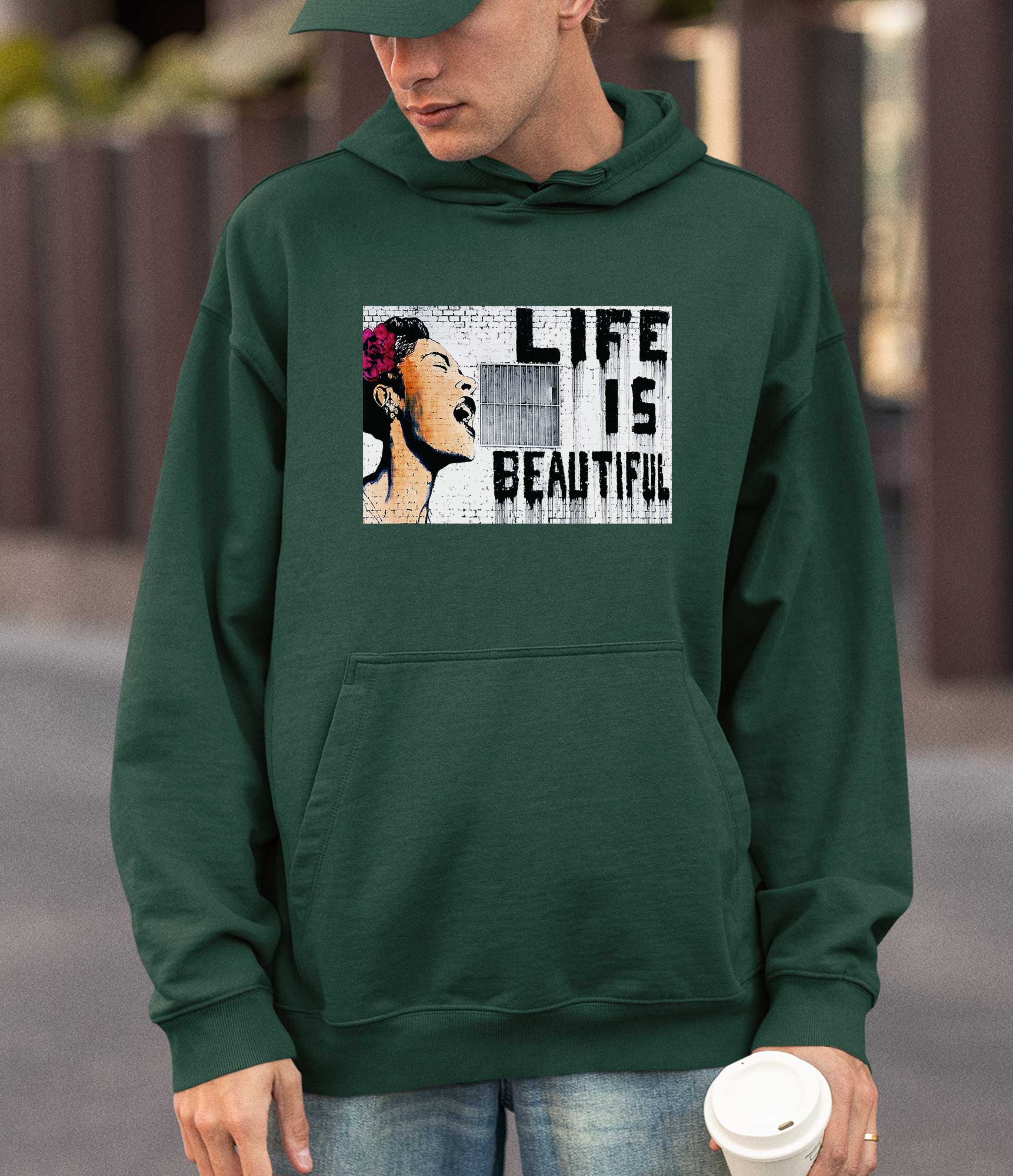Image of Banksy Hoodie - Life is Beautiful Banksy-Apparel