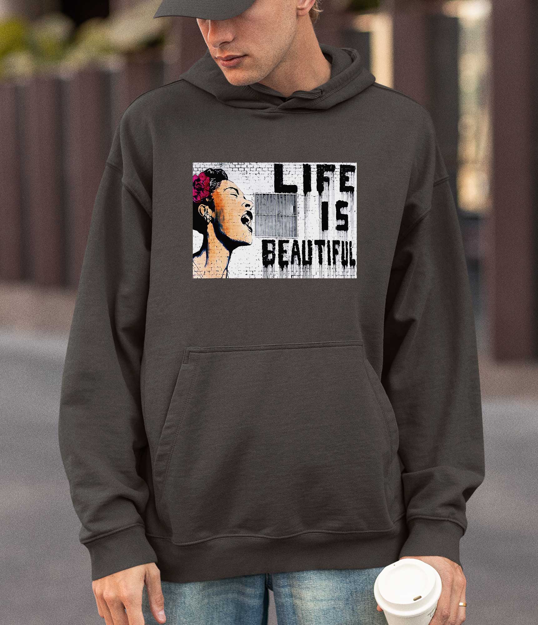 Image of Banksy Hoodie - Life is Beautiful Banksy-Apparel