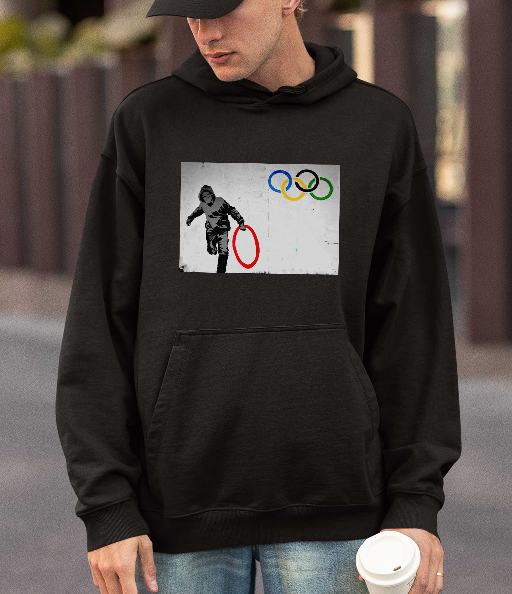 Image of Banksy Hoodie -Olympic Ring Banksy-Apparel