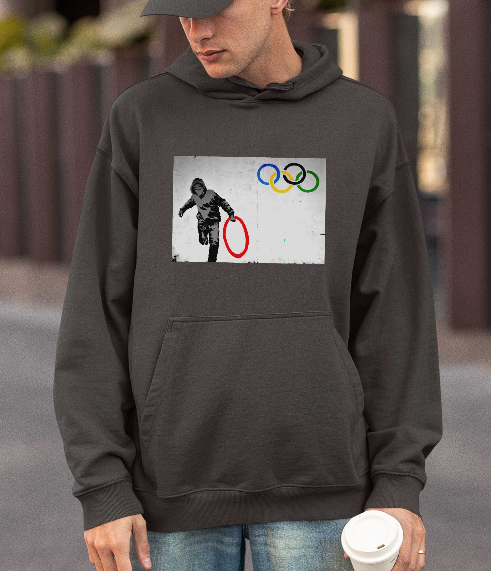 Image of Banksy Hoodie -Olympic Ring Banksy-Apparel