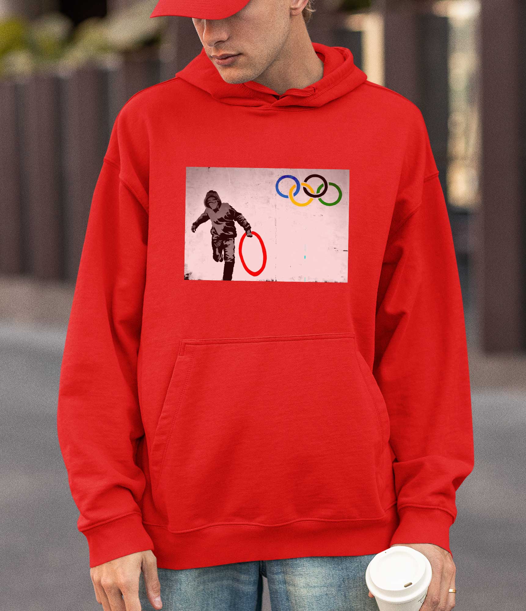 Image of Banksy Hoodie -Olympic Ring Banksy-Apparel