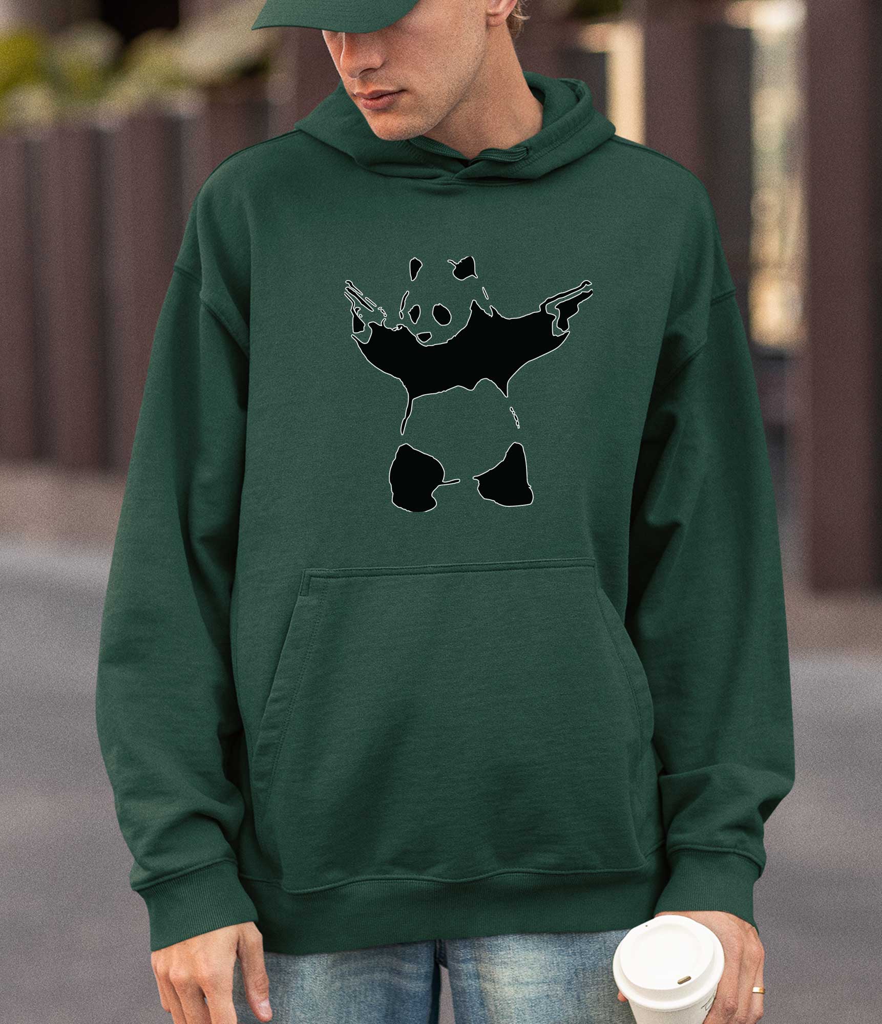 Image of Banksy Hoodie -Panda with Guns Banksy-Apparel
