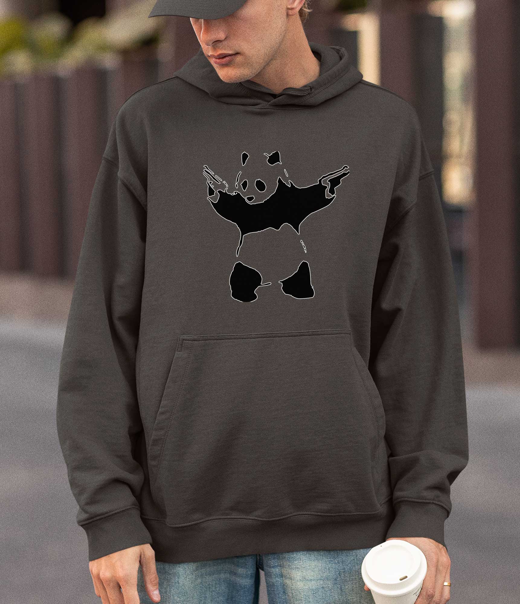 Image of Banksy Hoodie -Panda with Guns Banksy-Apparel