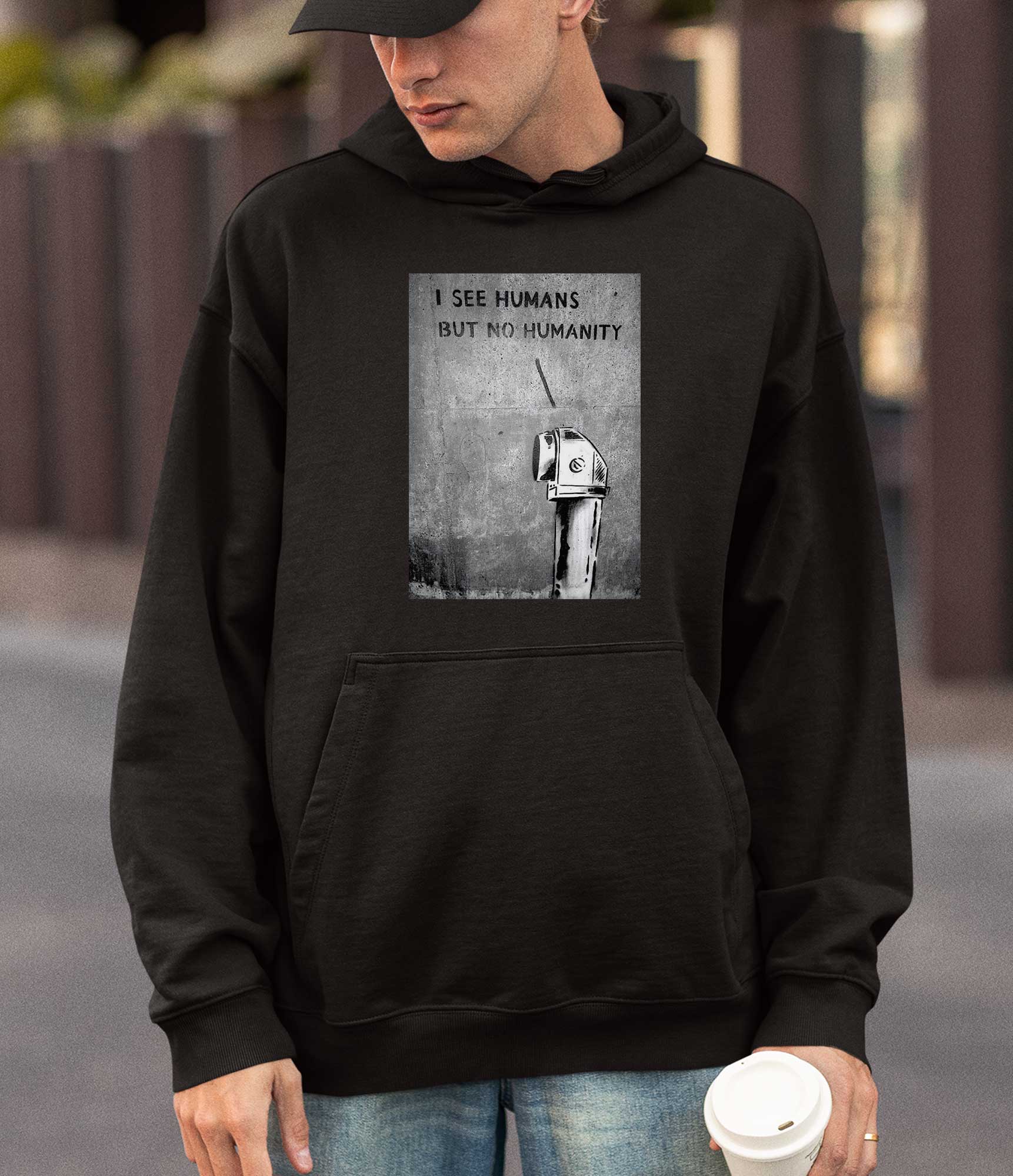 Image of Banksy Hoodie - I See Humans but No Humanity Banksy-Apparel