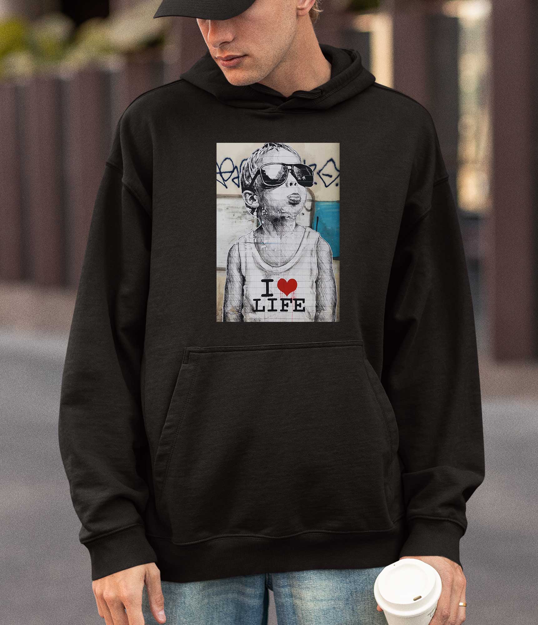 Image of Banksy Hoodie - I Love Life Banksy-Apparel