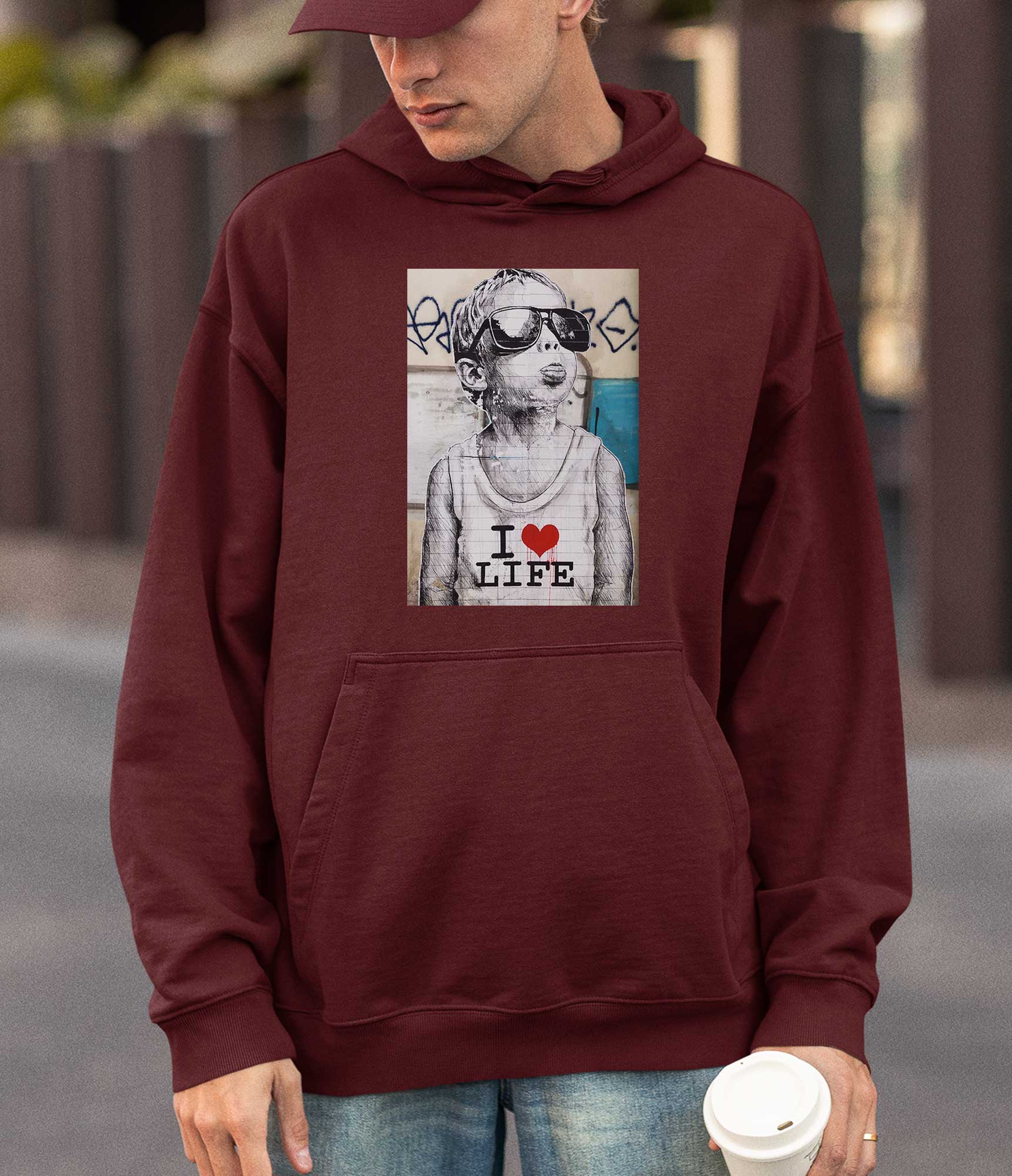 Image of Banksy Hoodie - I Love Life Banksy-Apparel