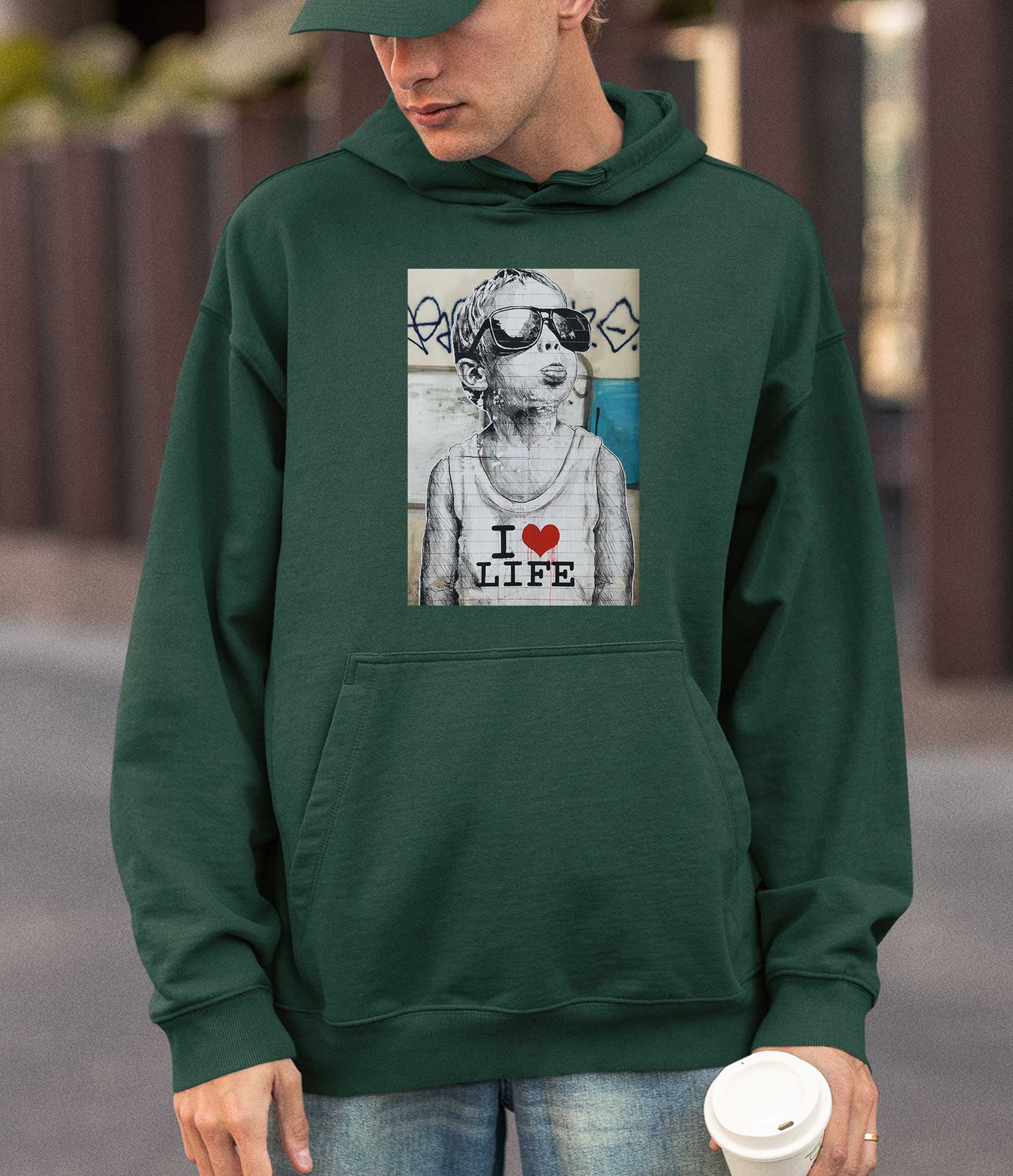 Image of Banksy Hoodie - I Love Life Banksy-Apparel