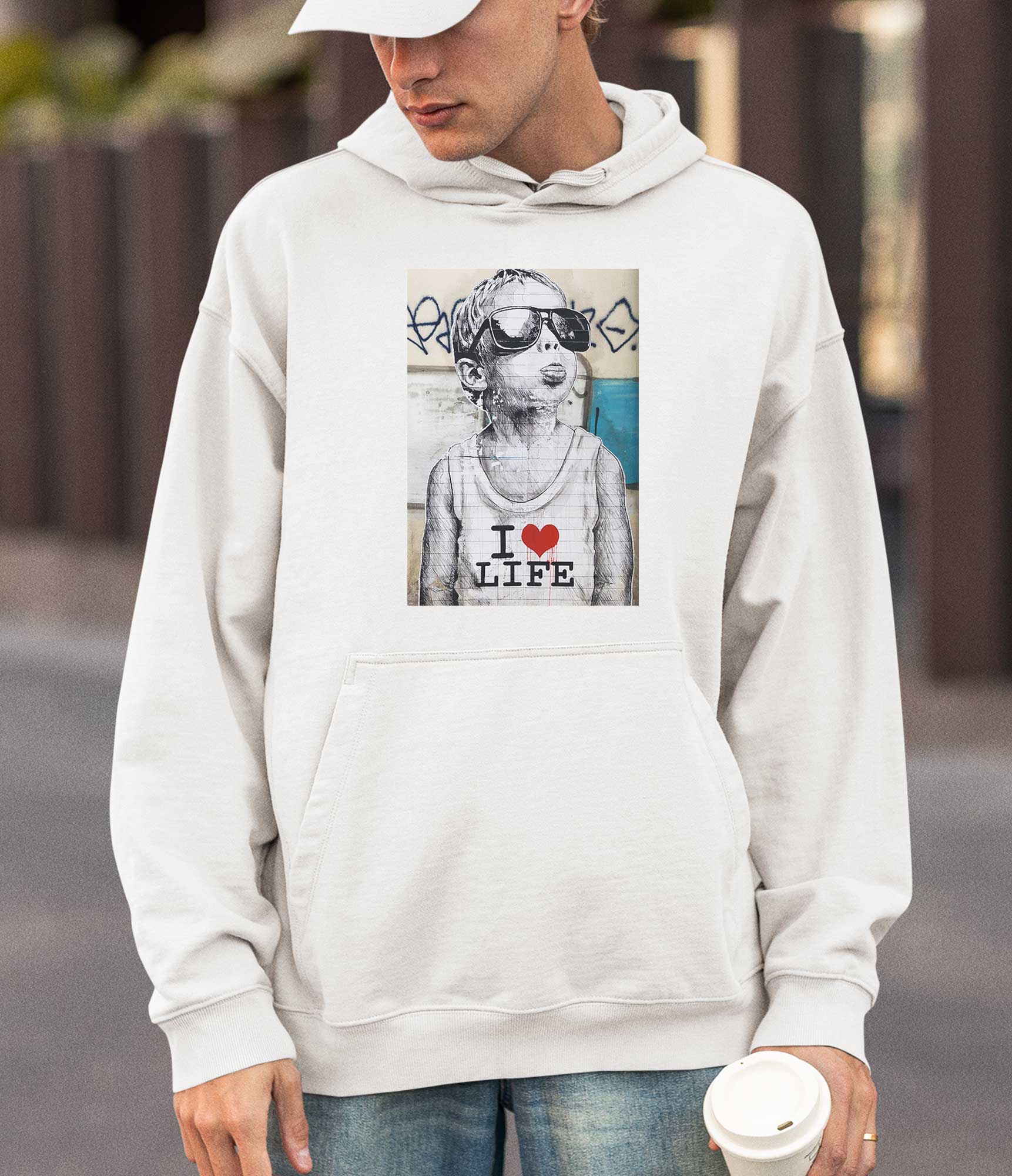 Image of Banksy Hoodie - I Love Life Banksy-Apparel