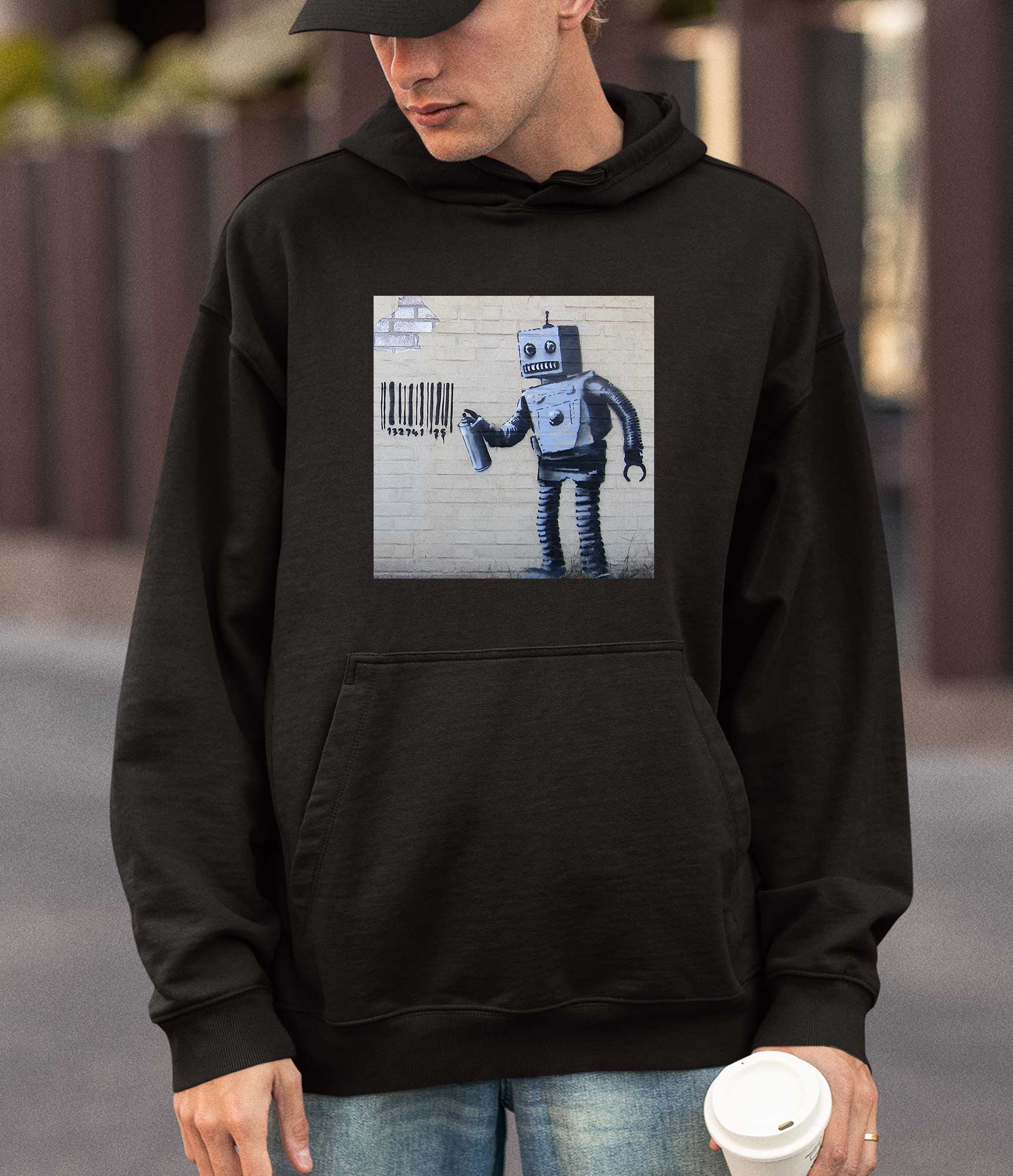 Image of Banksy Hoodie - Tagging Robot Banksy-Apparel