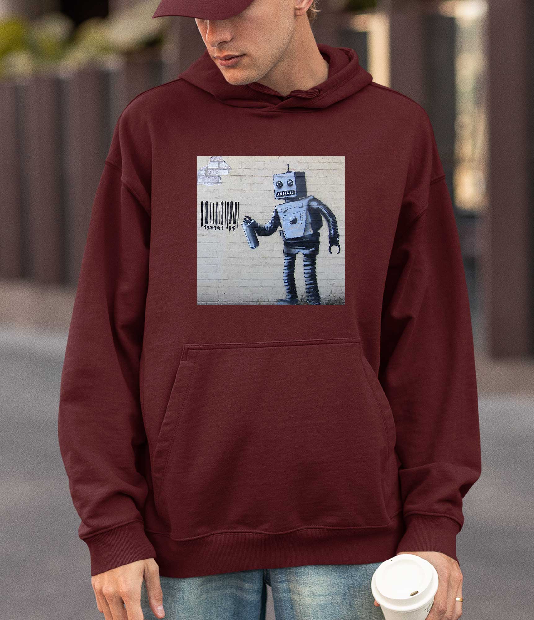 Image of Banksy Hoodie - Tagging Robot Banksy-Apparel