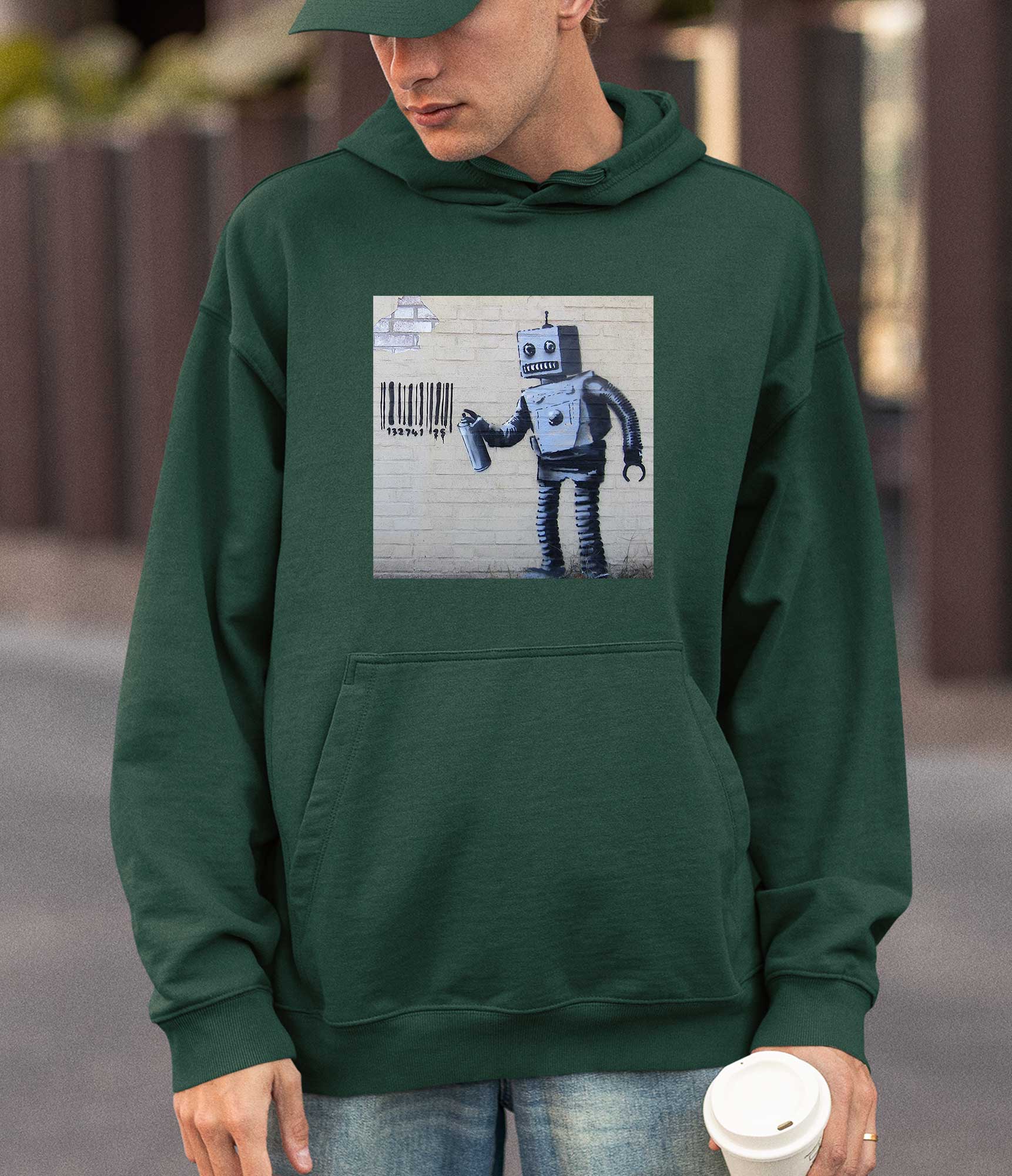 Image of Banksy Hoodie - Tagging Robot Banksy-Apparel