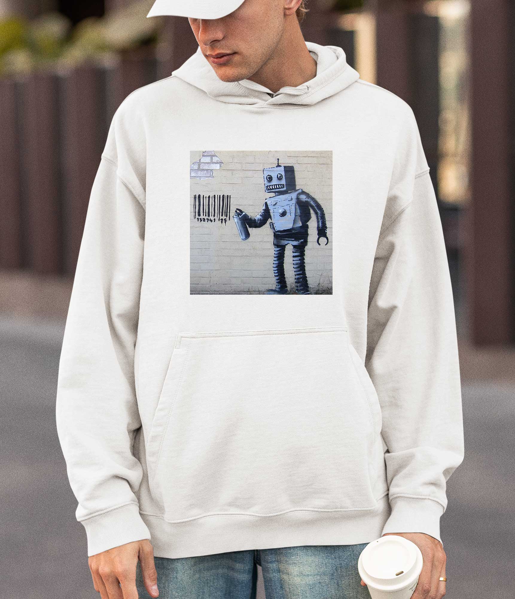 Image of Banksy Hoodie - Tagging Robot Banksy-Apparel
