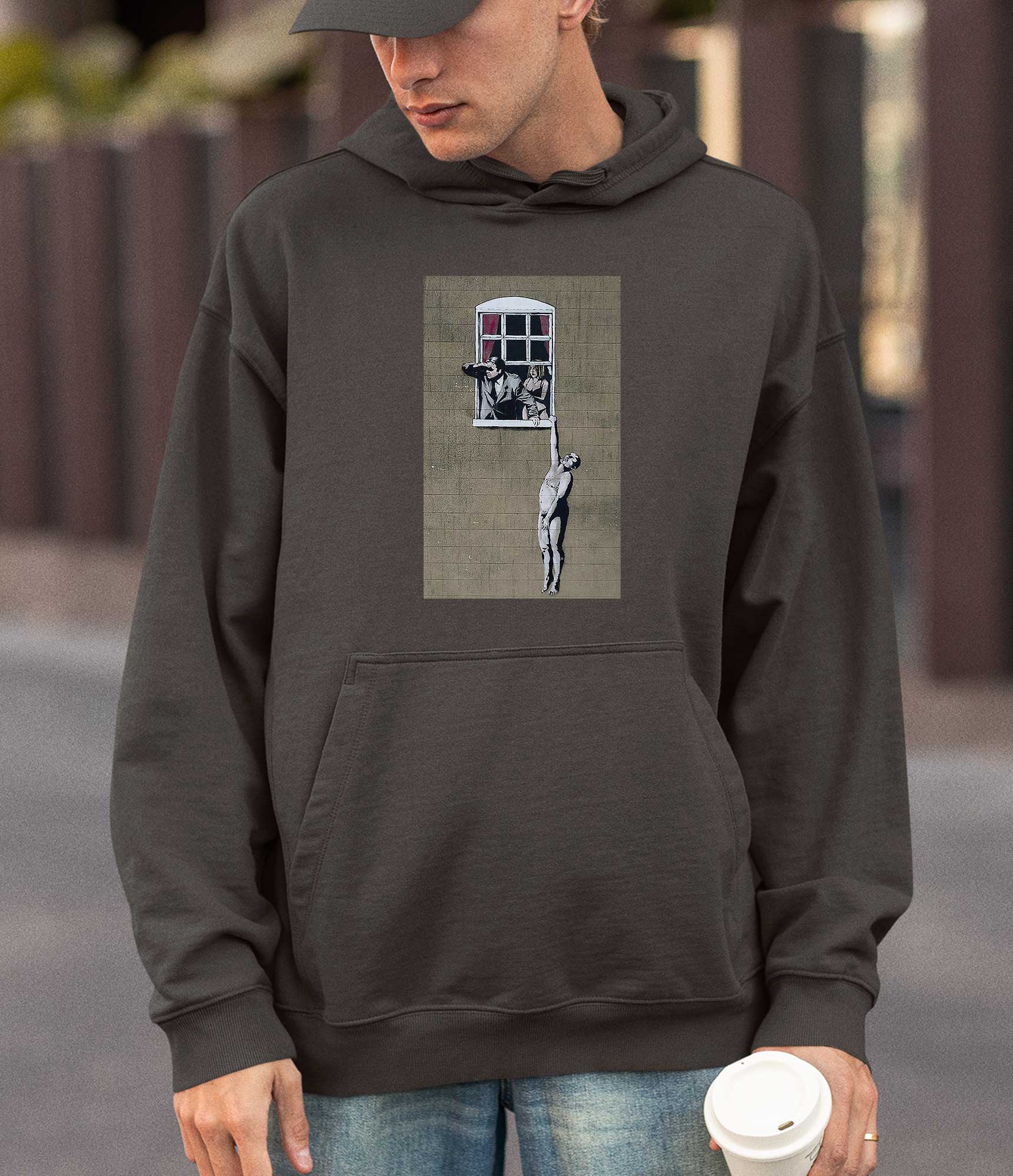 Banksy Hoodie - Naked Man Hanging