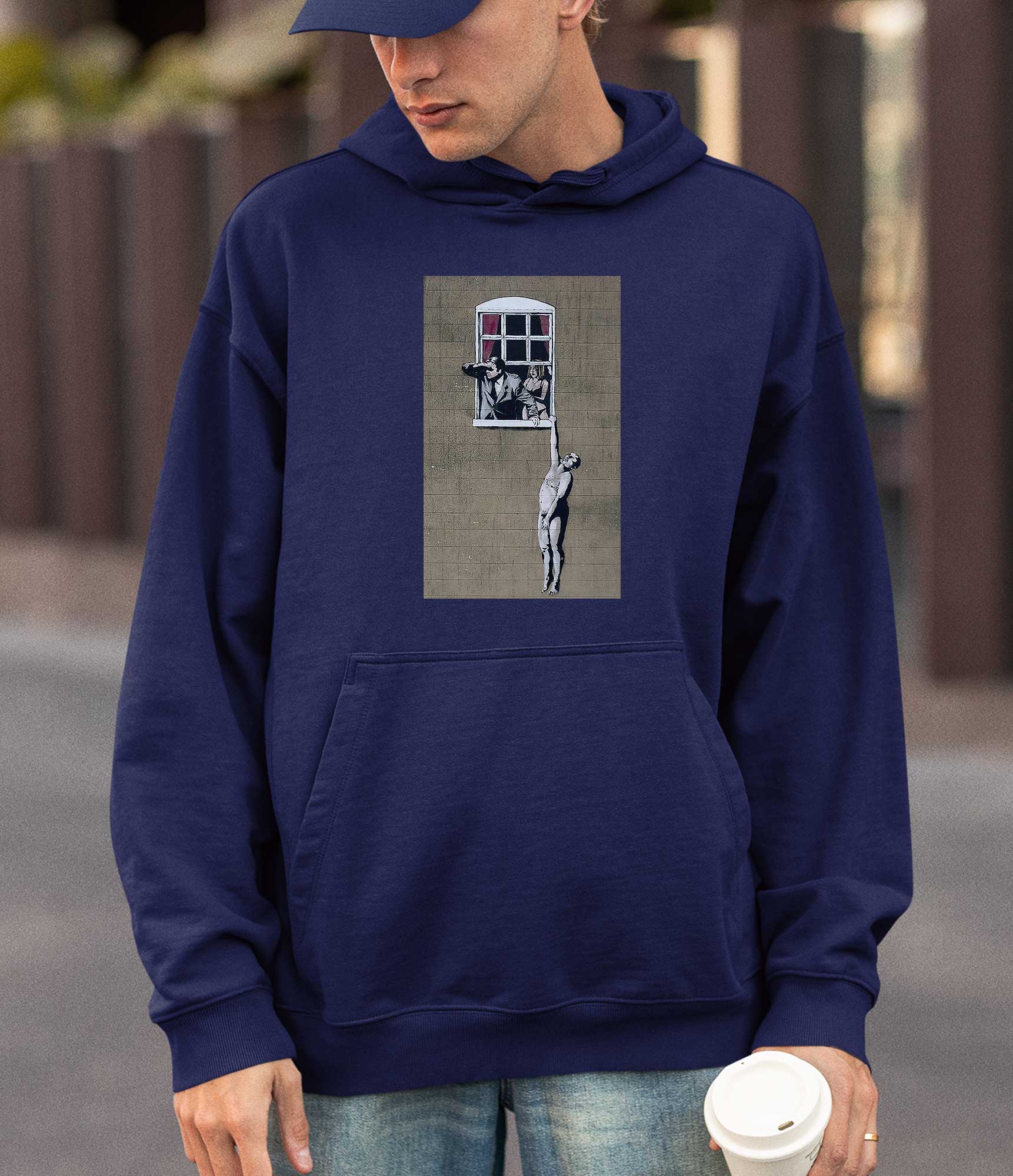 Banksy Hoodie - Naked Man Hanging