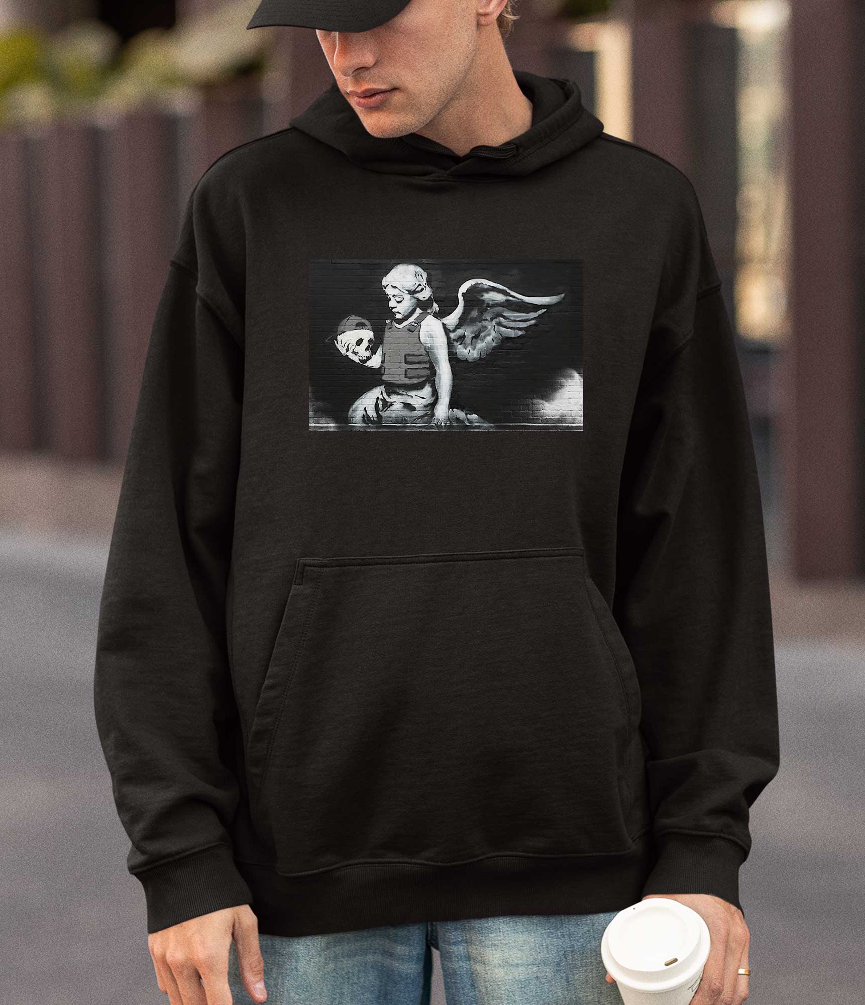 Image of Banksy Hoodie - Angel with Skull Banksy-Apparel