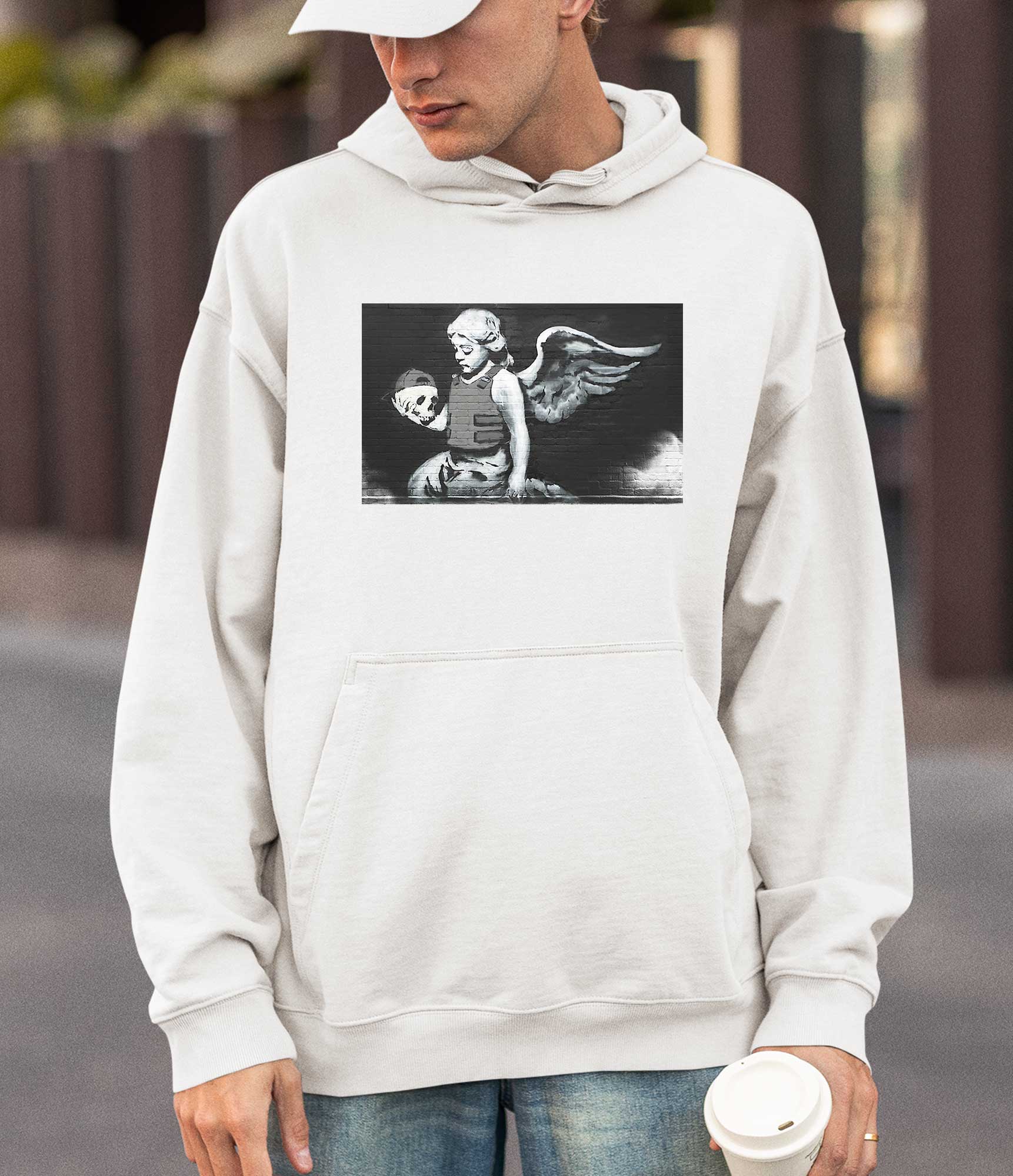 Image of Banksy Hoodie - Angel with Skull Banksy-Apparel