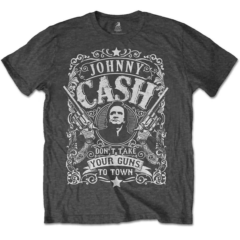 Image of Johnny Cash T-shirt - Don't Take Your Guns To Town Rock Off