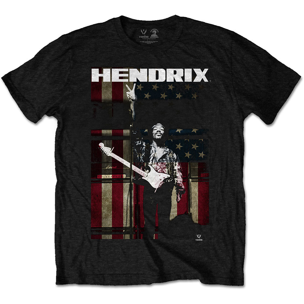 Image of Jimi Hendrix Unisex T-shirt- Peace Flag Rock Off