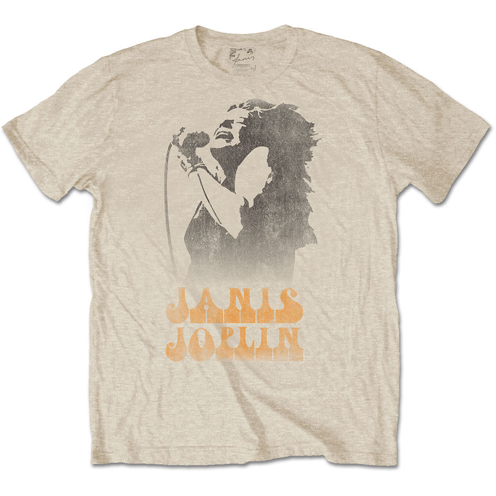 Image of Janis Joplin Unisex T-shirt- Working the Mic Amplified