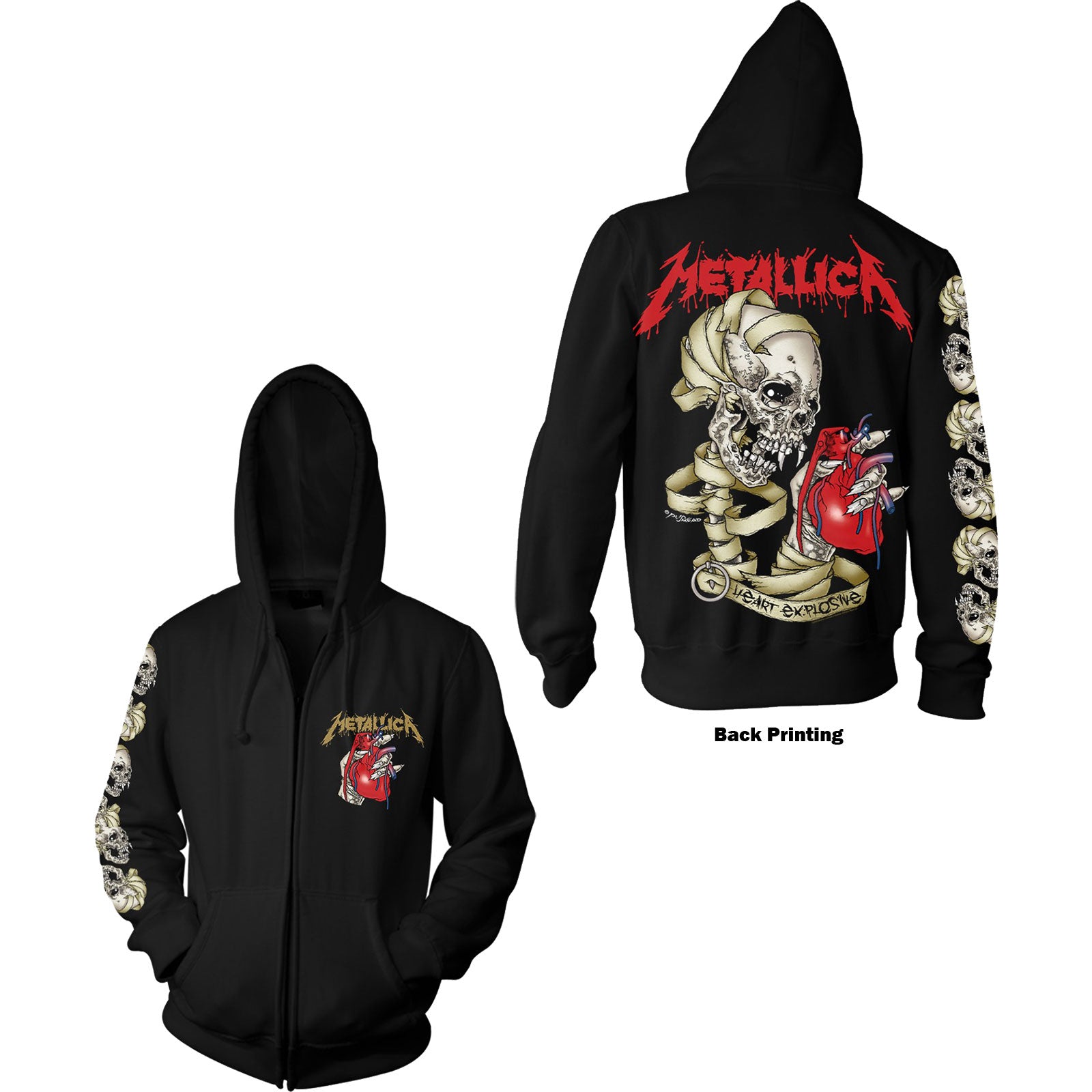 Metallica Unisex Zipped Hoodie - Heart Explosive