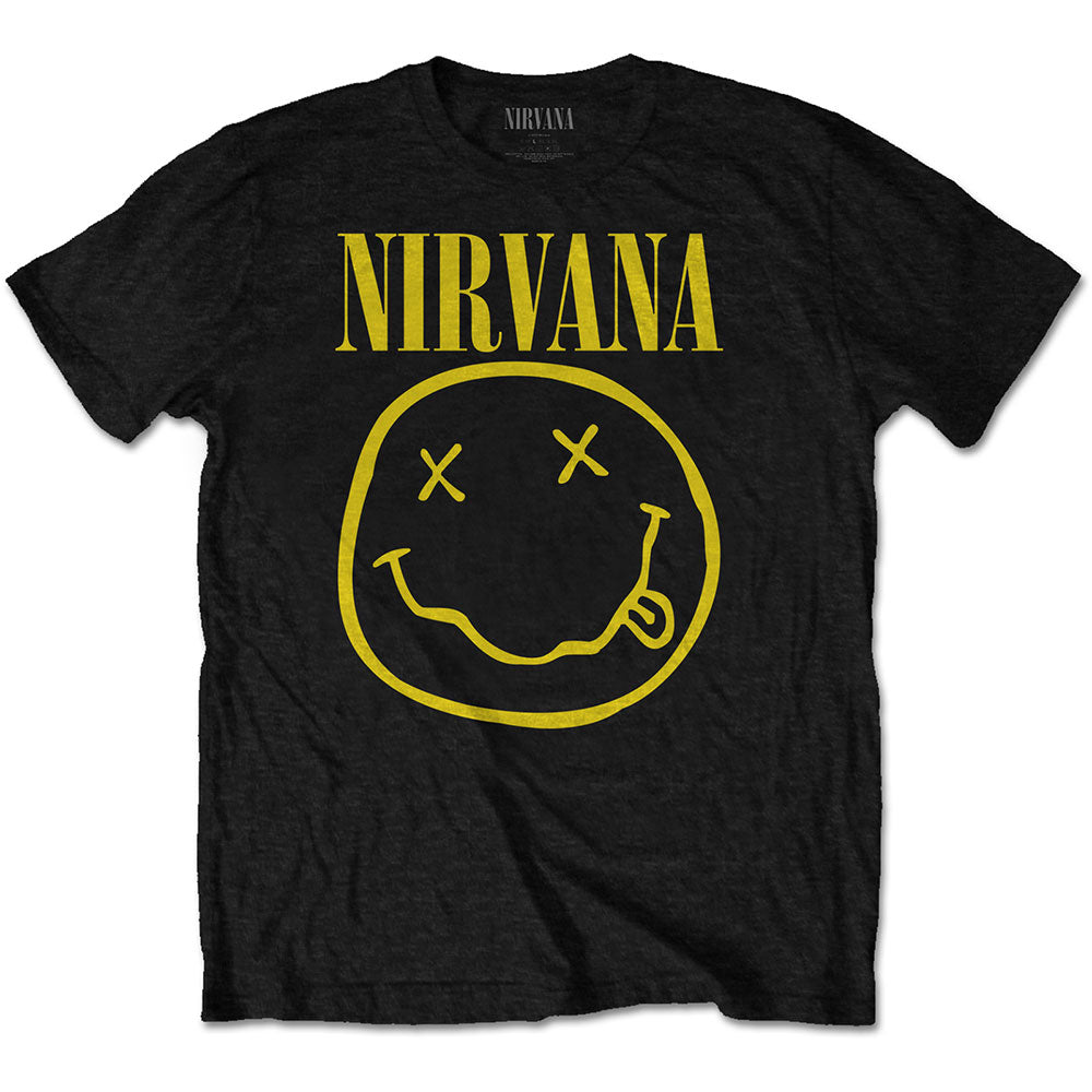 Nirvana Unisex T-Shirt - Smiley, Black
