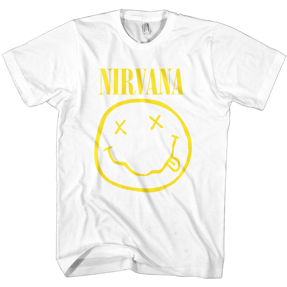 Image of Nirvana Unisex T-Shirt - Smiley, White Rock Off