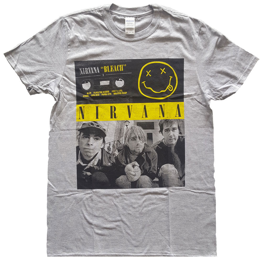 Image of Nirvana T-Shirt - Bleach Cassettes, Grey Rock Off