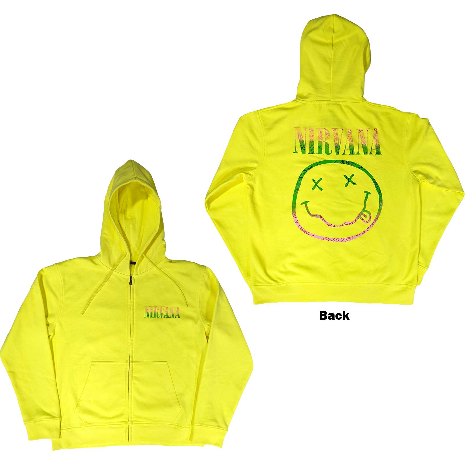 Image of Nirvana Unisex Zipped Hoodie - Sorbet Ray Smile Rock Off