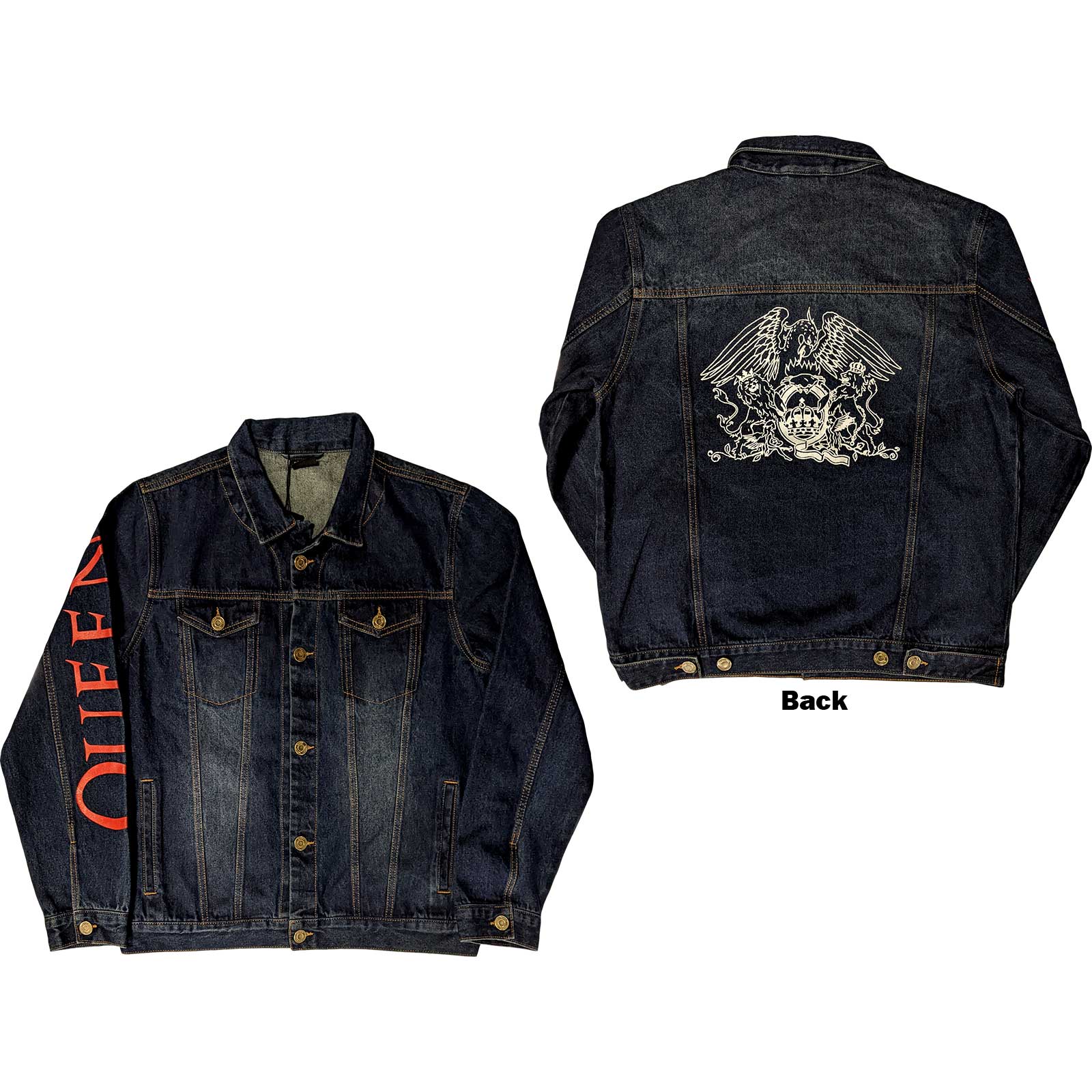 Image of Queen Unisex Denim Jacket - White Crest Rock Off